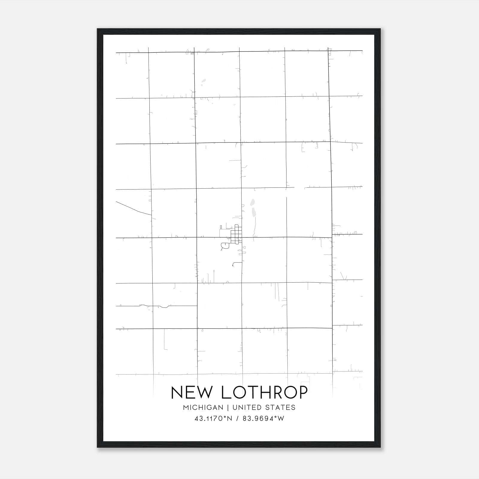 New Lothrop Michigan Map Poster, Modern Home Decor Wall Art Print New Lothrop Michigan Map Poster, Modern Home Decor Wall Art Print