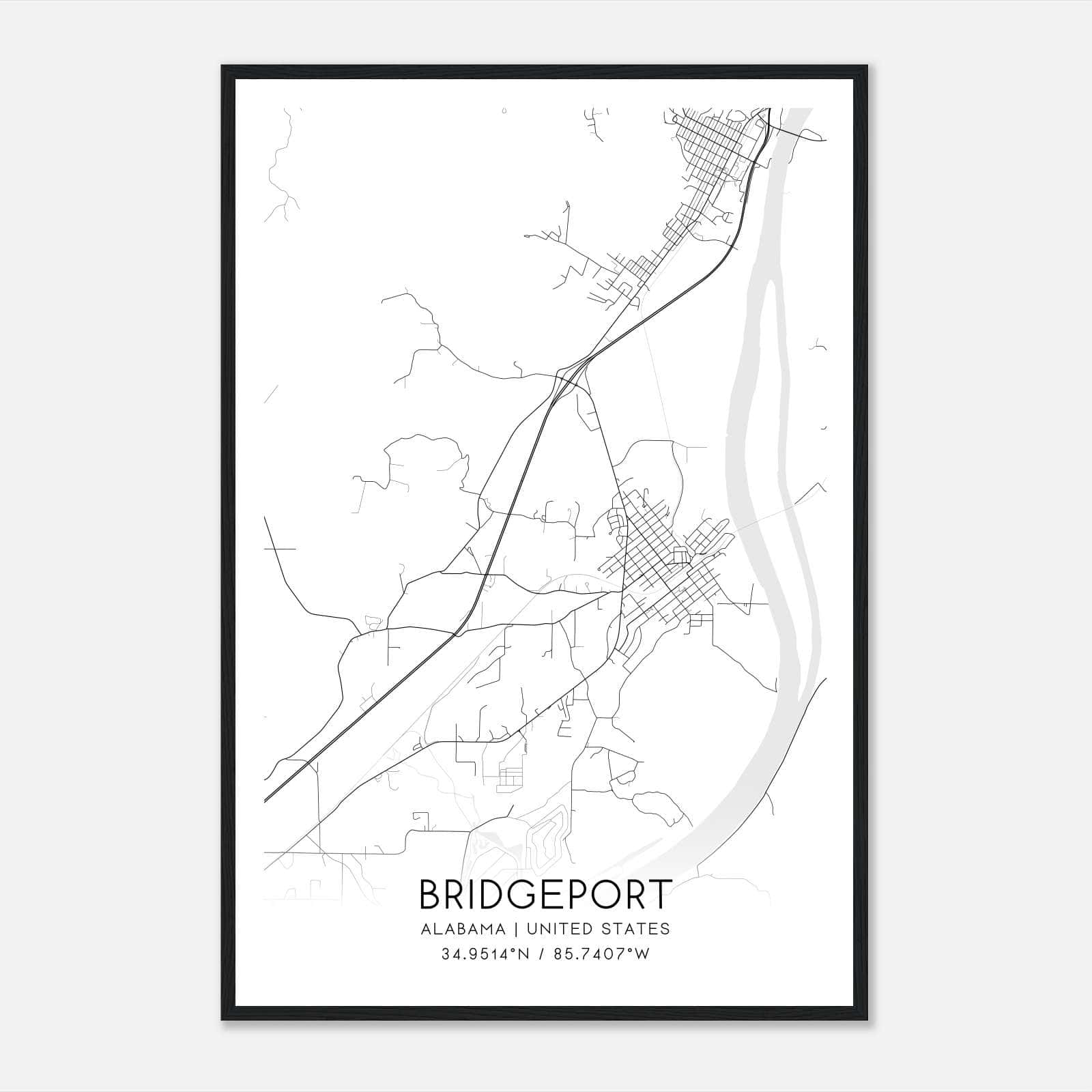 Bridgeport Alabama Map Poster, Modern Home Decor Wall Art Print Bridgeport Alabama Map Poster, Modern Home Decor Wall Art Print