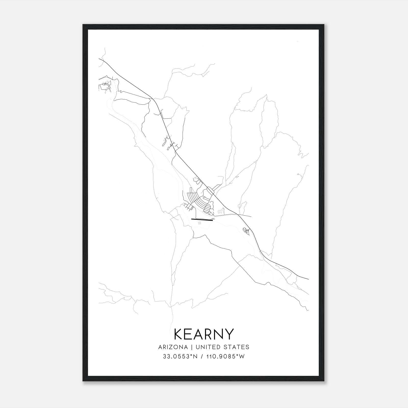Kearny Arizona Map Poster, Modern Home Decor Wall Art Print Kearny Arizona Map Poster, Modern Home Decor Wall Art Print
