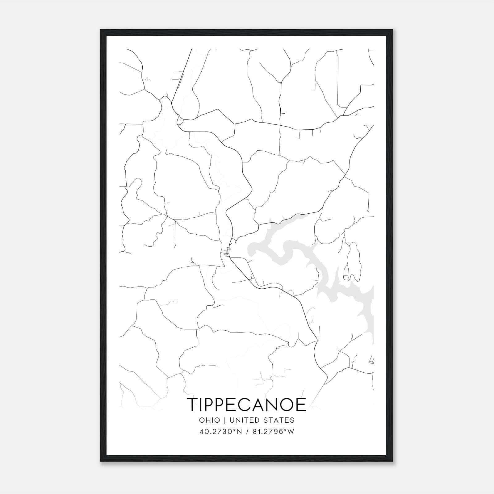 Tippecanoe Ohio Map Poster, Modern Home Decor Wall Art Print Tippecanoe Ohio Map Poster, Modern Home Decor Wall Art Print