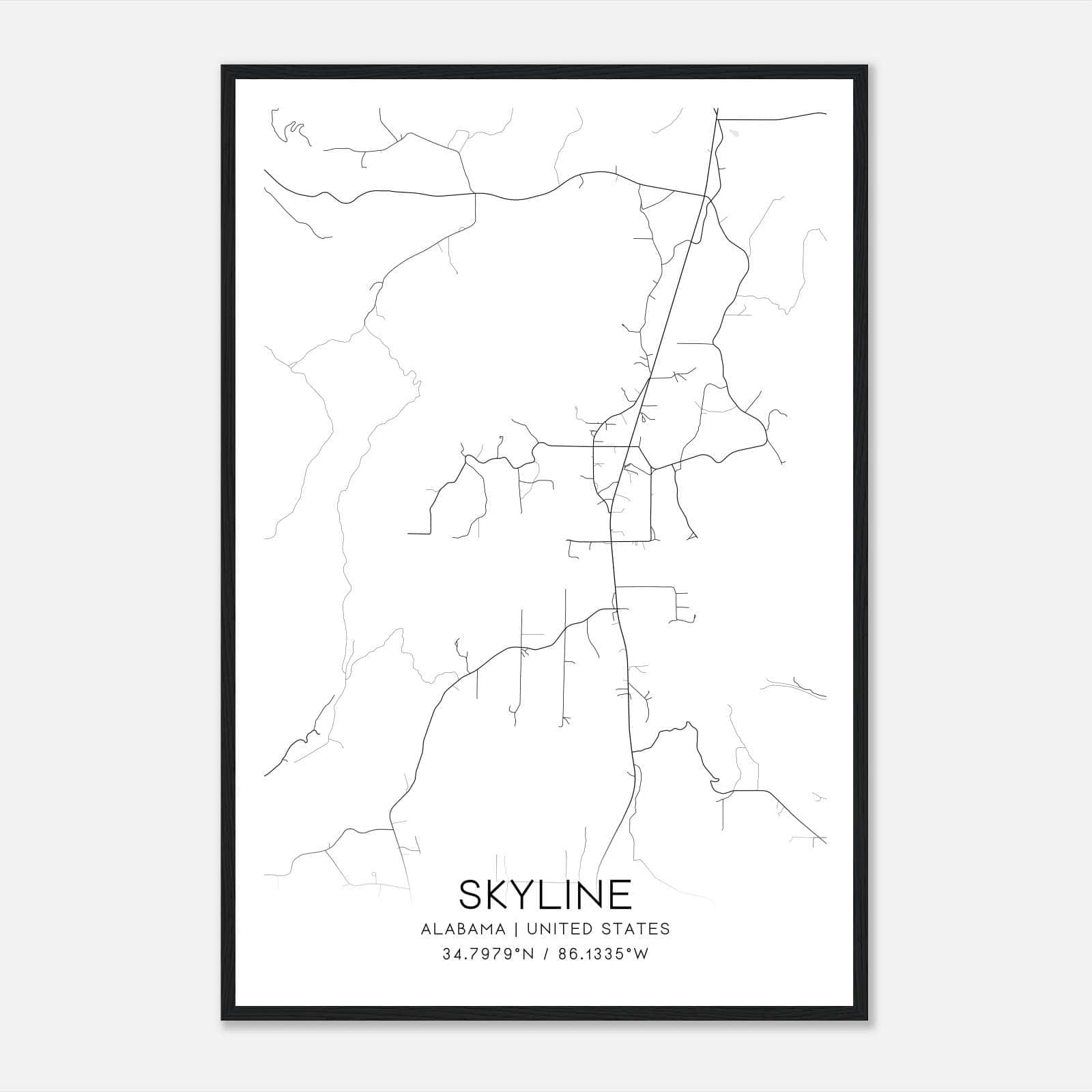 Skyline Alabama Map Poster, Modern Home Decor Wall Art Print Skyline Alabama Map Poster, Modern Home Decor Wall Art Print
