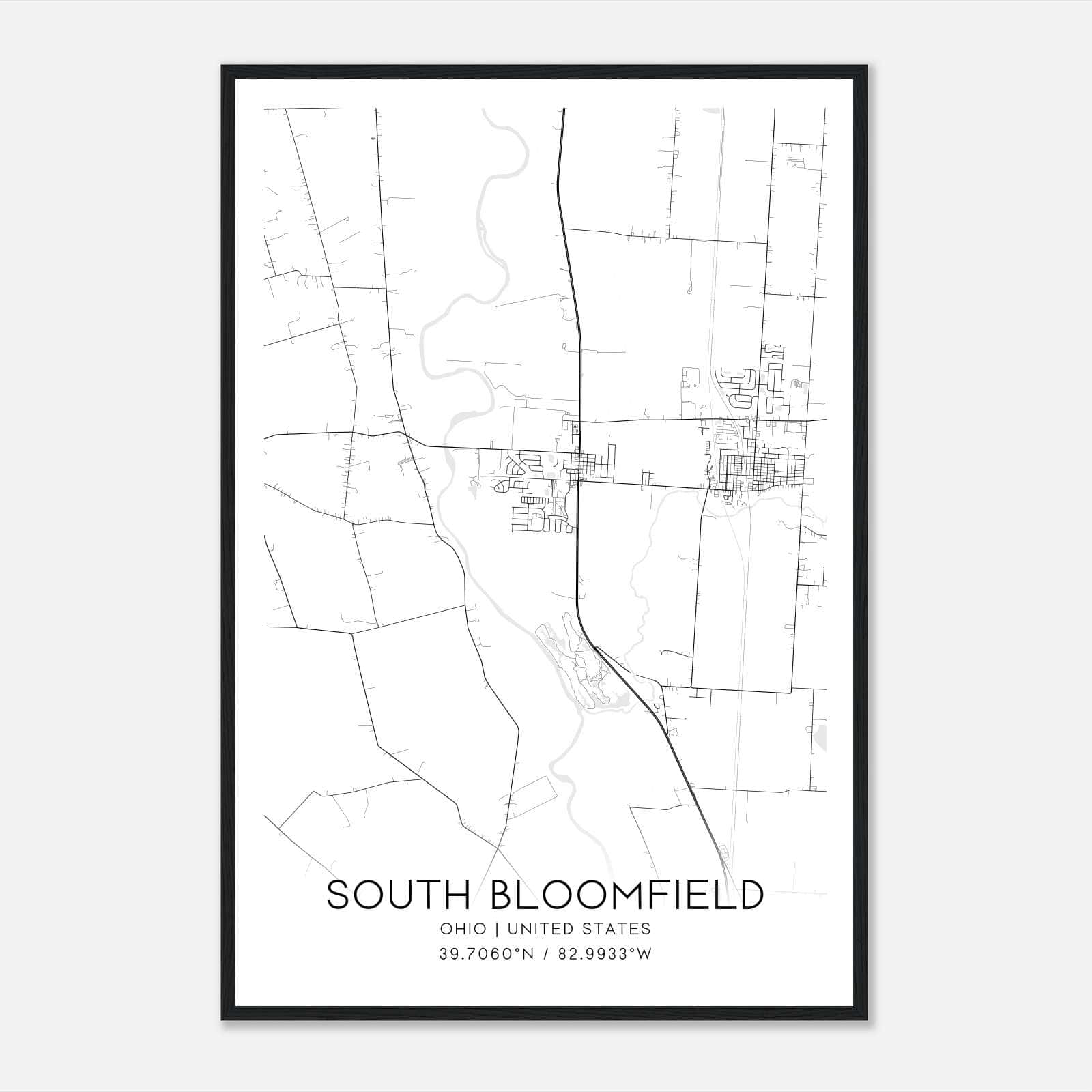 South Bloomfield Ohio Map Poster, Modern Home Decor Wall Art Print South Bloomfield Ohio Map Poster, Modern Home Decor Wall Art Print