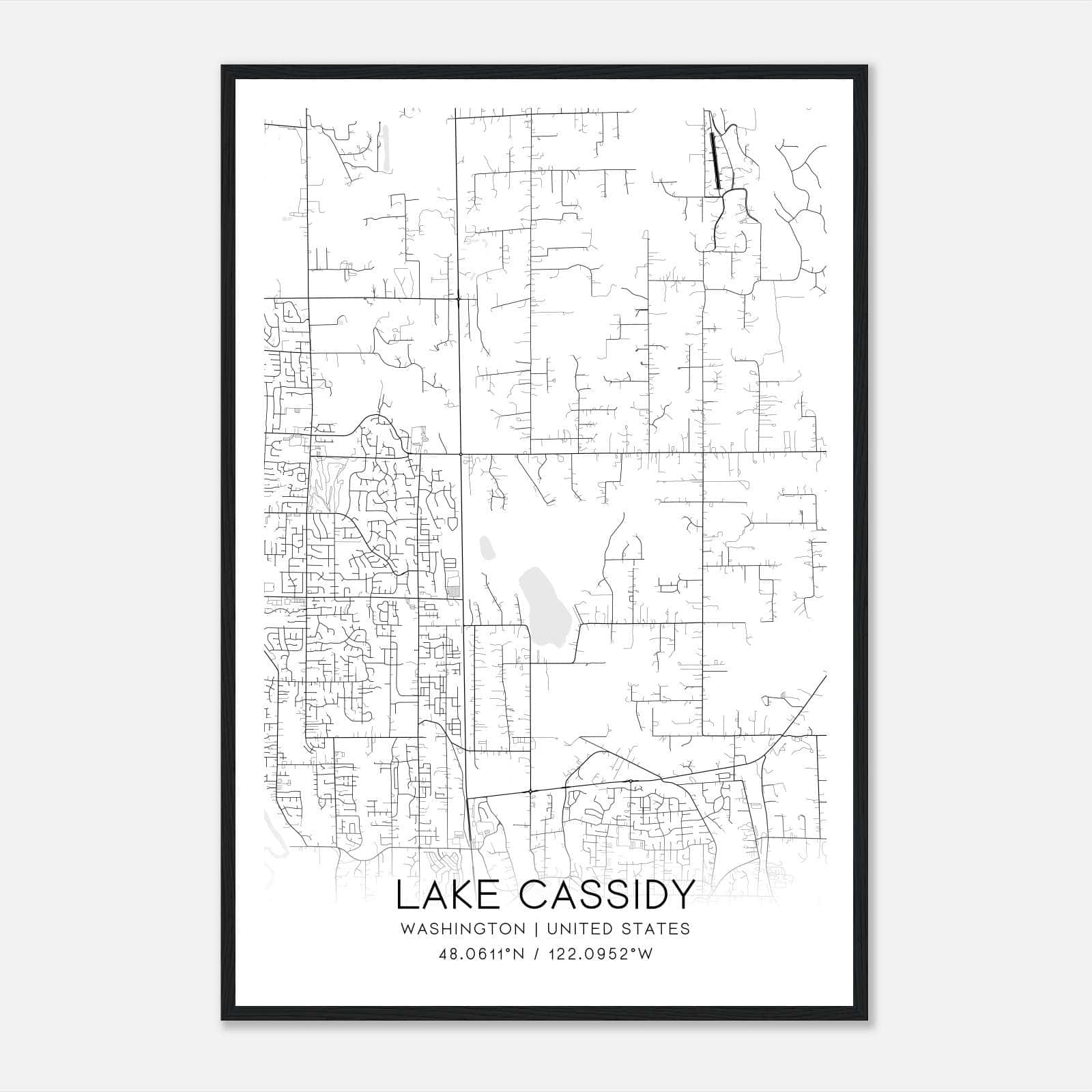 Lake Cassidy Washington Map Poster, Modern Home Decor Wall Art Print Lake Cassidy Washington Map Poster, Modern Home Decor Wall Art Print