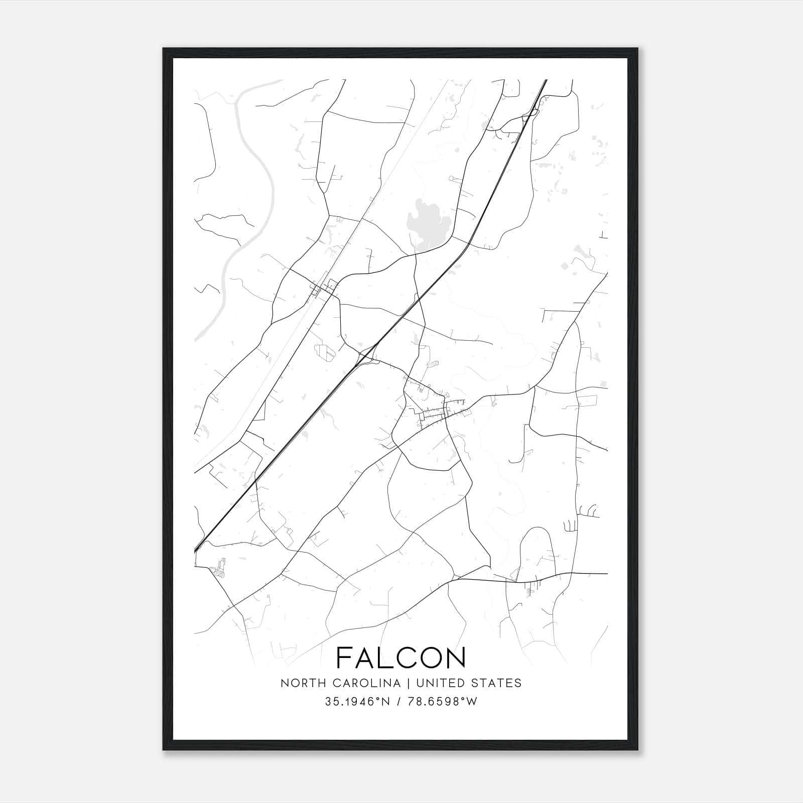 Falcon North Carolina Map Poster, Modern Home Decor Wall Art Print Falcon North Carolina Map Poster, Modern Home Decor Wall Art Print