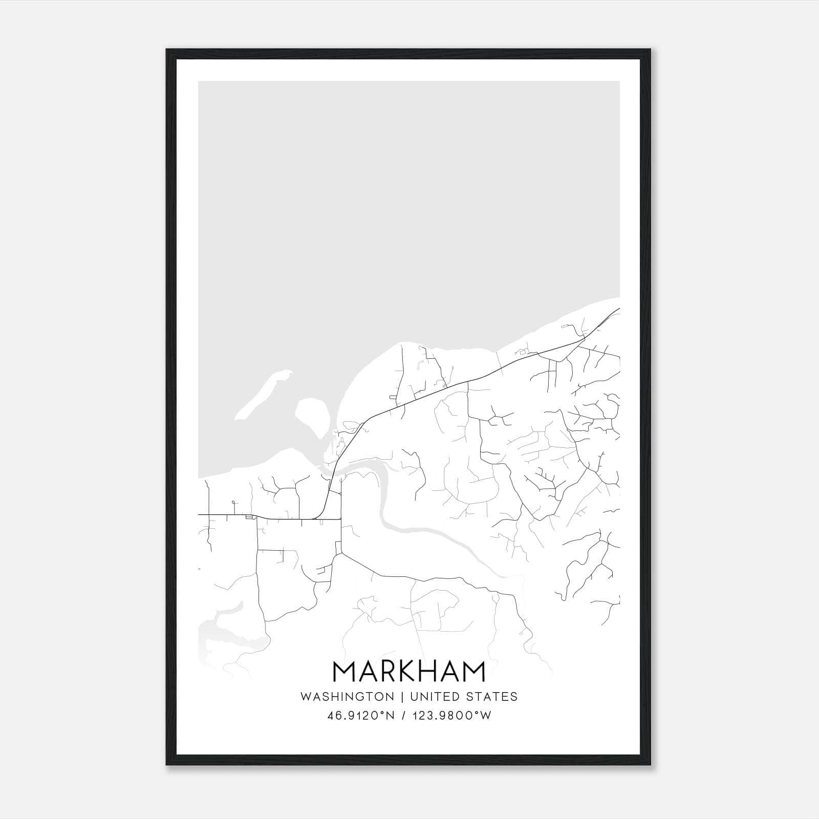 Markham Washington Map Poster, Modern Home Decor Wall Art Print Markham Washington Map Poster, Modern Home Decor Wall Art Print