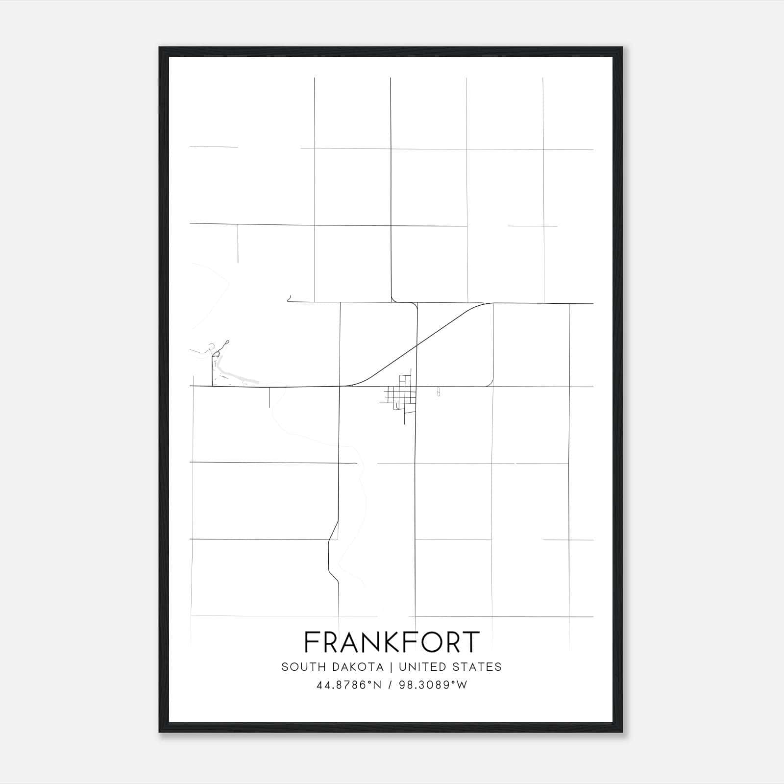 Frankfort South Dakota Map Poster, Modern Home Decor Wall Art Print Frankfort South Dakota Map Poster, Modern Home Decor Wall Art Print