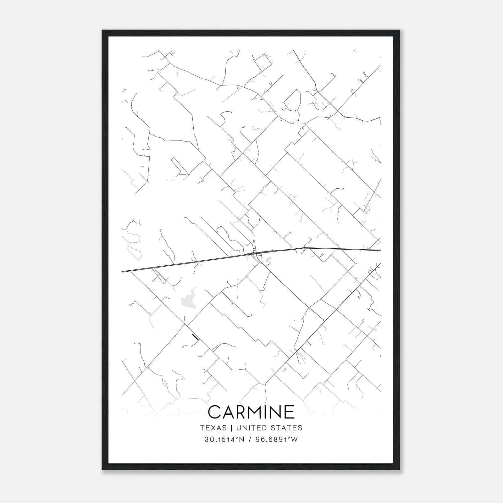 Carmine Texas Map Poster, Modern Home Decor Wall Art Print Carmine Texas Map Poster, Modern Home Decor Wall Art Print