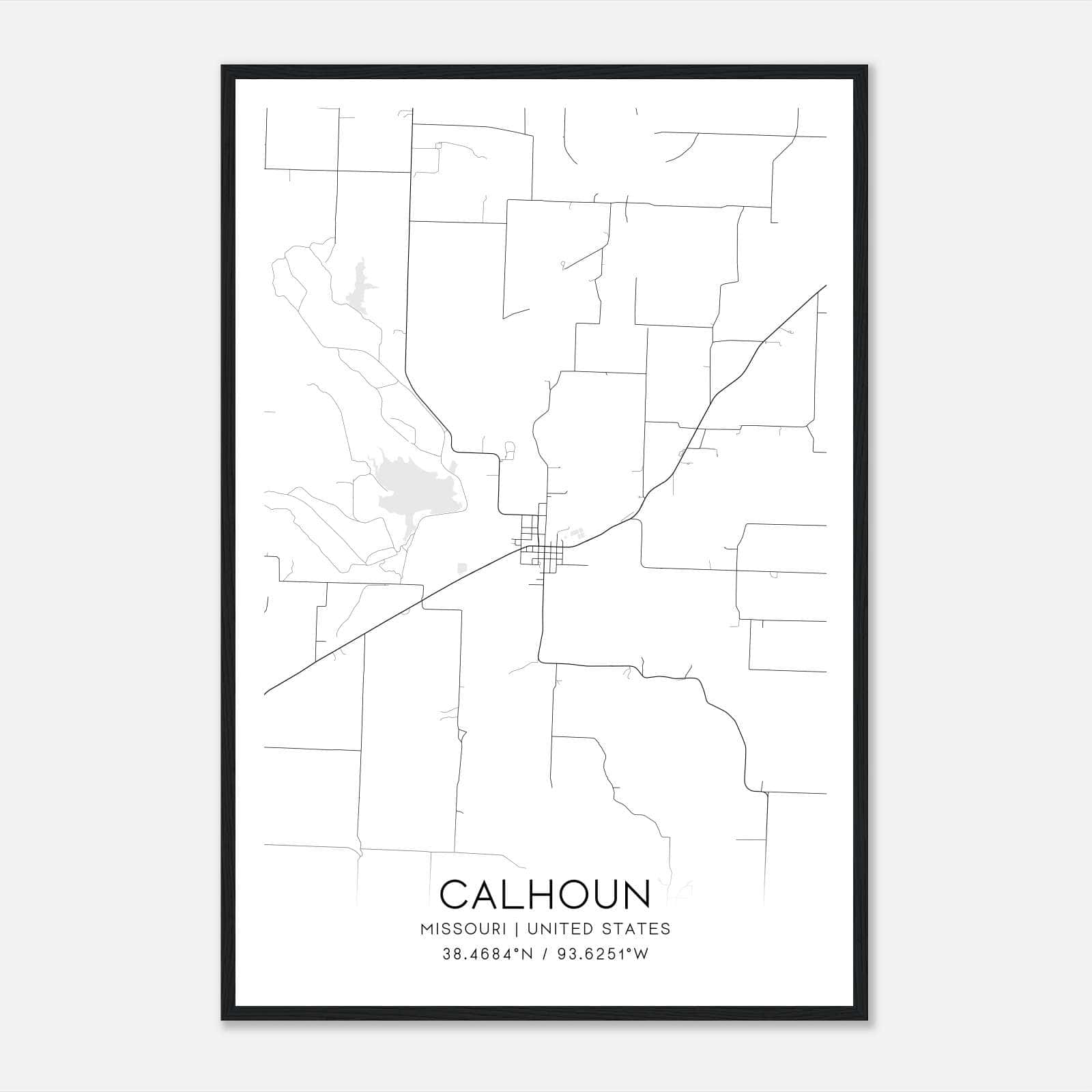 Calhoun Missouri Map Poster, Modern Home Decor Wall Art Print Calhoun Missouri Map Poster, Modern Home Decor Wall Art Print
