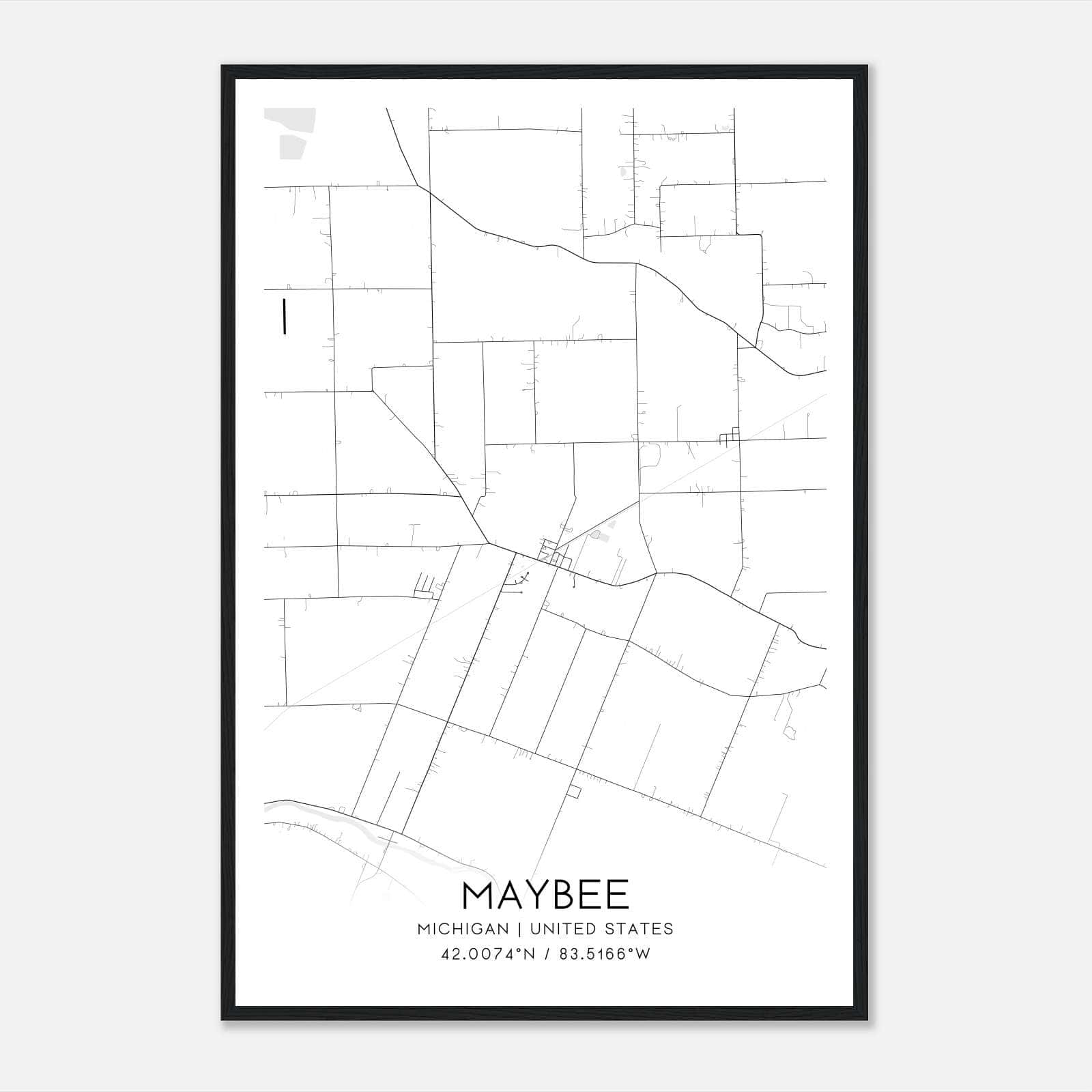 Maybee Michigan Map Poster, Modern Home Decor Wall Art Print Maybee Michigan Map Poster, Modern Home Decor Wall Art Print