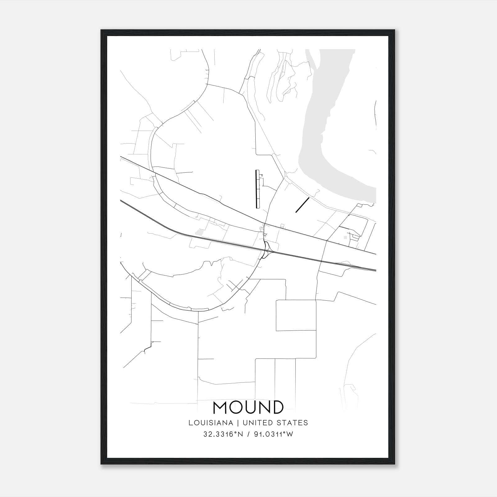 Mound Louisiana Map Poster, Modern Home Decor Wall Art Print Mound Louisiana Map Poster, Modern Home Decor Wall Art Print