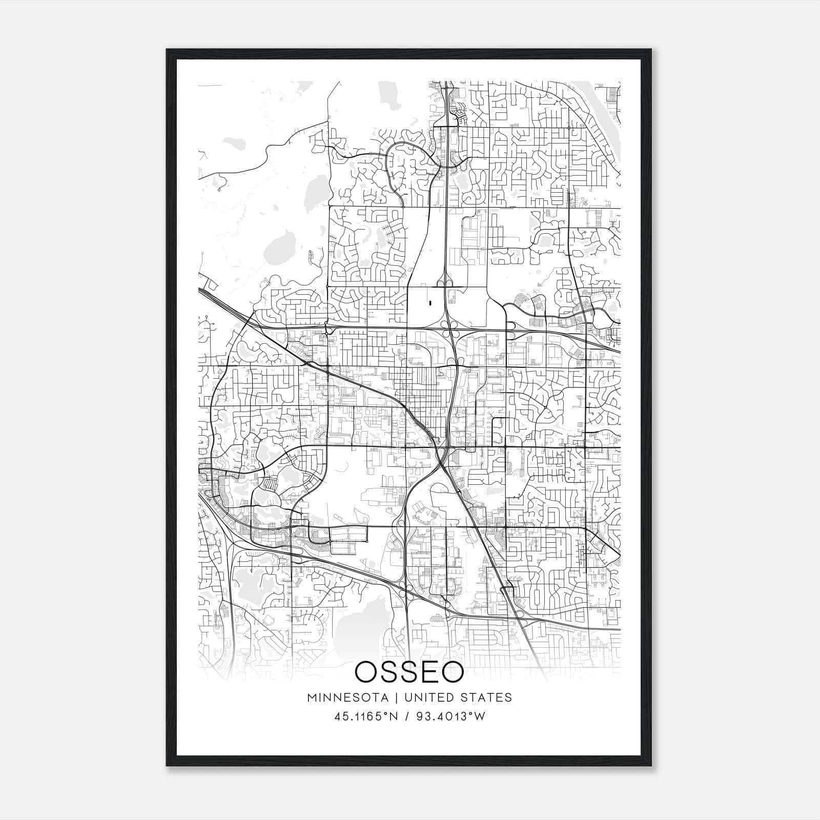Osseo Minnesota Map Poster, Modern Home Decor Wall Art Print Osseo Minnesota Map Poster, Modern Home Decor Wall Art Print