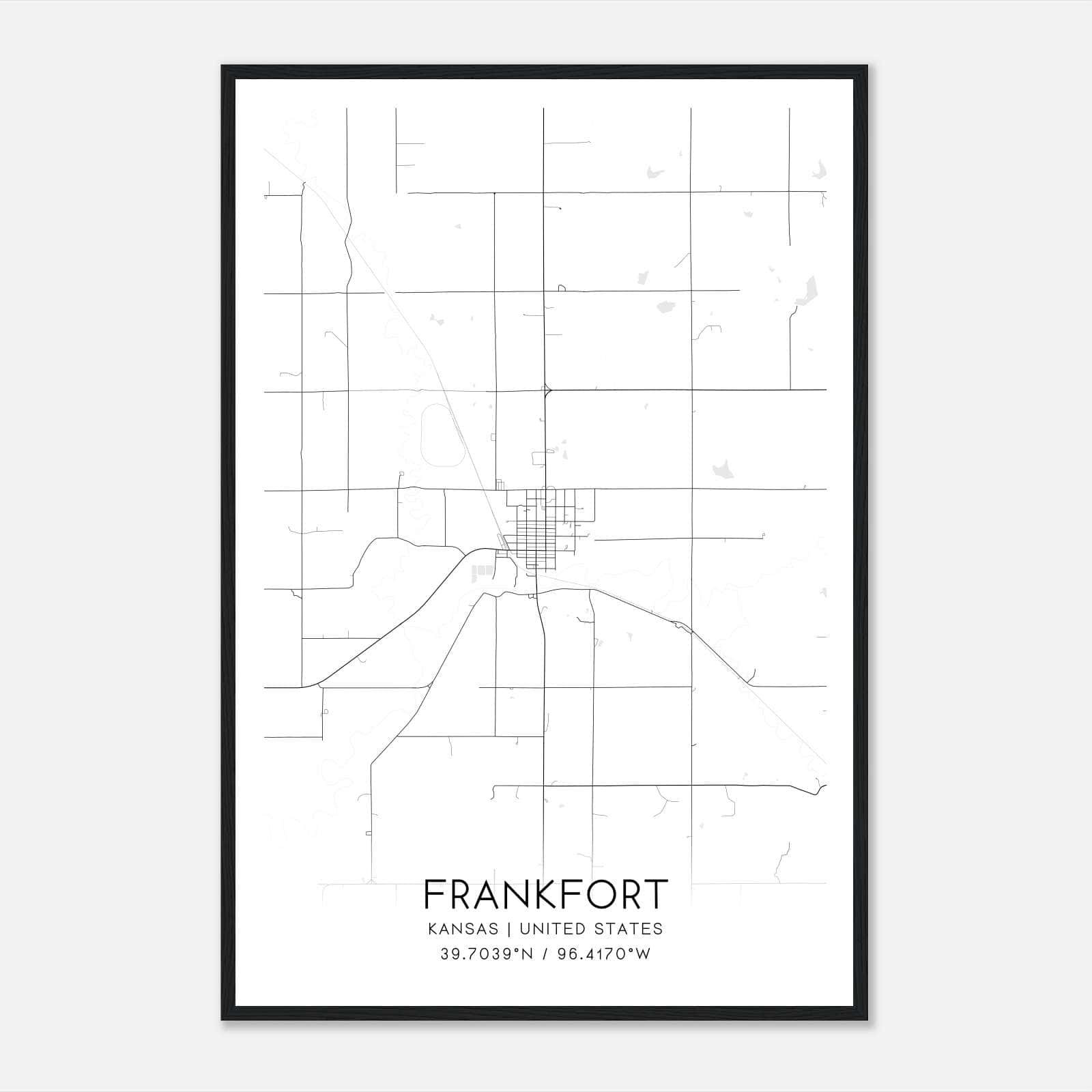 Frankfort Kansas Map Poster, Modern Home Decor Wall Art Print Frankfort Kansas Map Poster, Modern Home Decor Wall Art Print