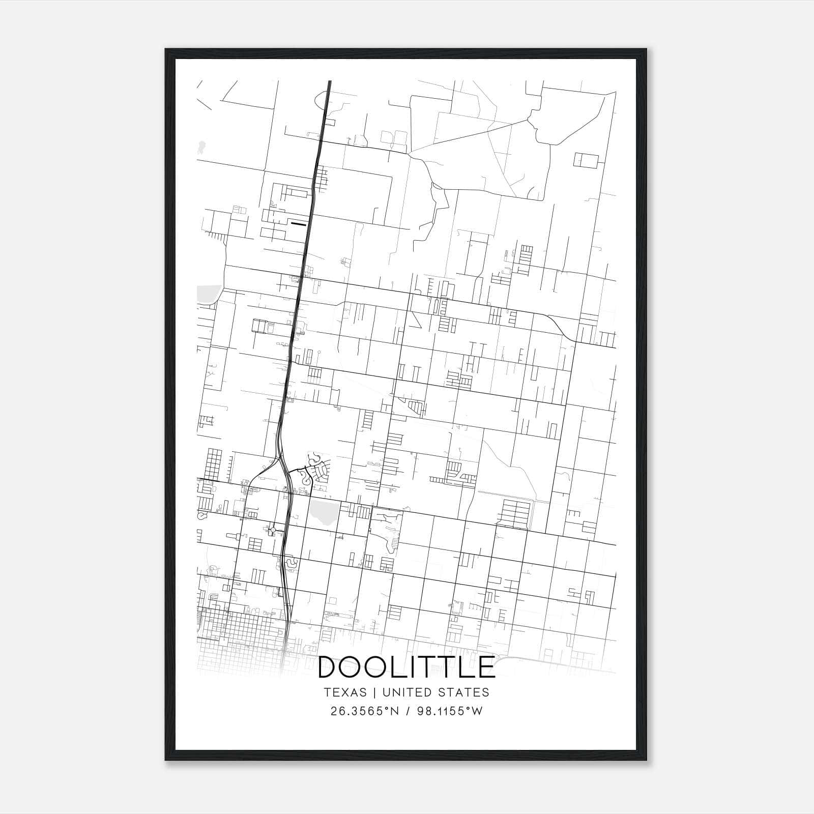 Doolittle Texas Map Poster, Modern Home Decor Wall Art Print Doolittle Texas Map Poster, Modern Home Decor Wall Art Print