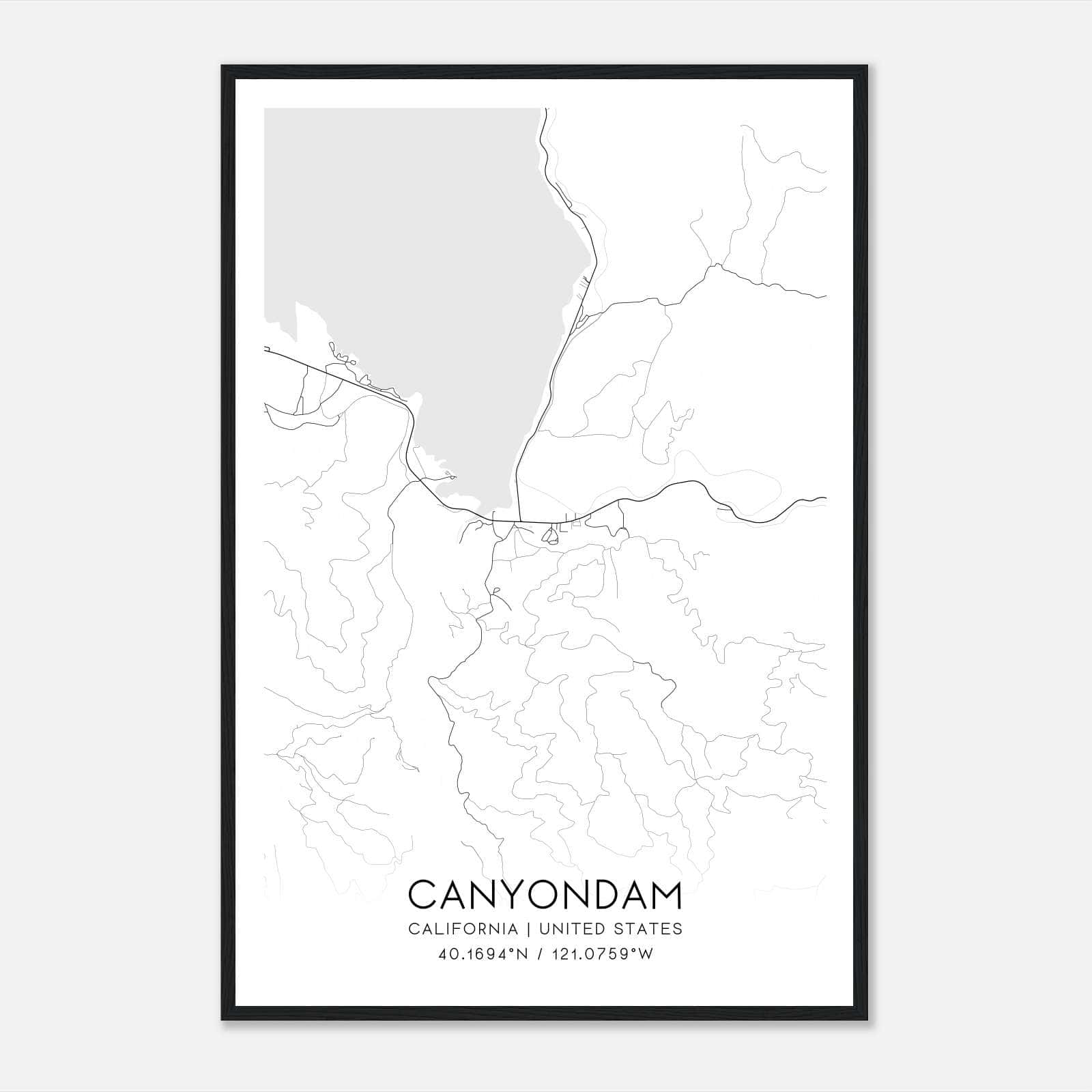 Canyondam California Map Poster, Modern Home Decor Wall Art Print Canyondam California Map Poster, Modern Home Decor Wall Art Print