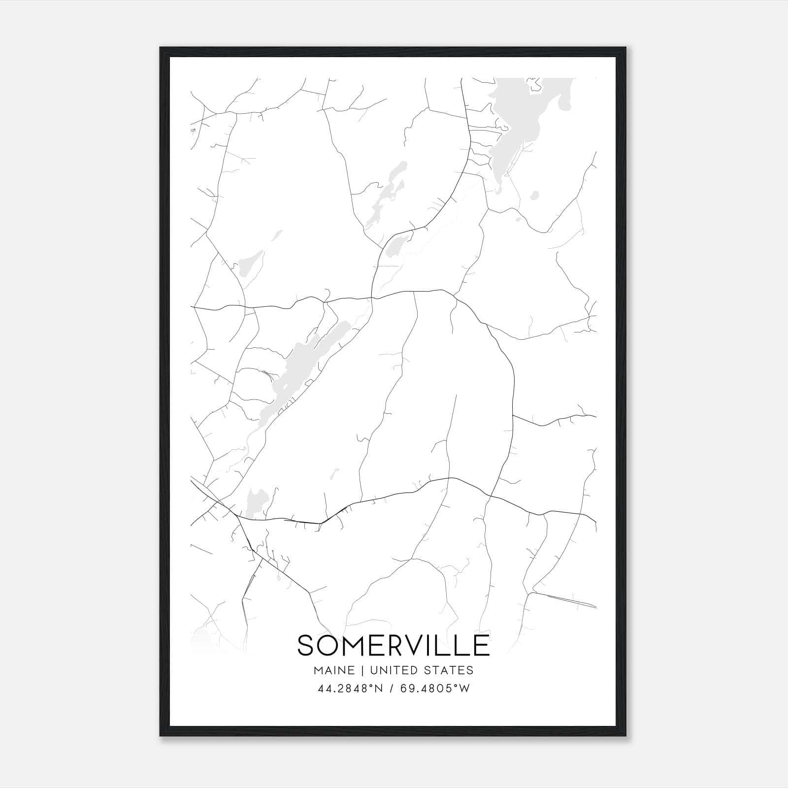 Somerville Maine Map Poster, Modern Home Decor Wall Art Print Somerville Maine Map Poster, Modern Home Decor Wall Art Print