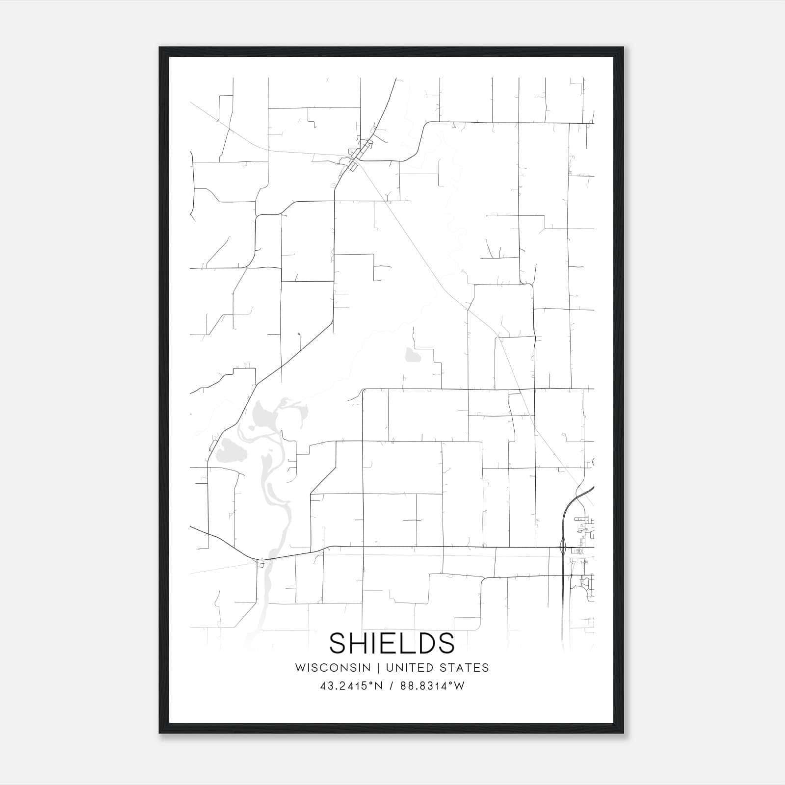 Shields Wisconsin Map Poster, Modern Home Decor Wall Art Print Shields Wisconsin Map Poster, Modern Home Decor Wall Art Print