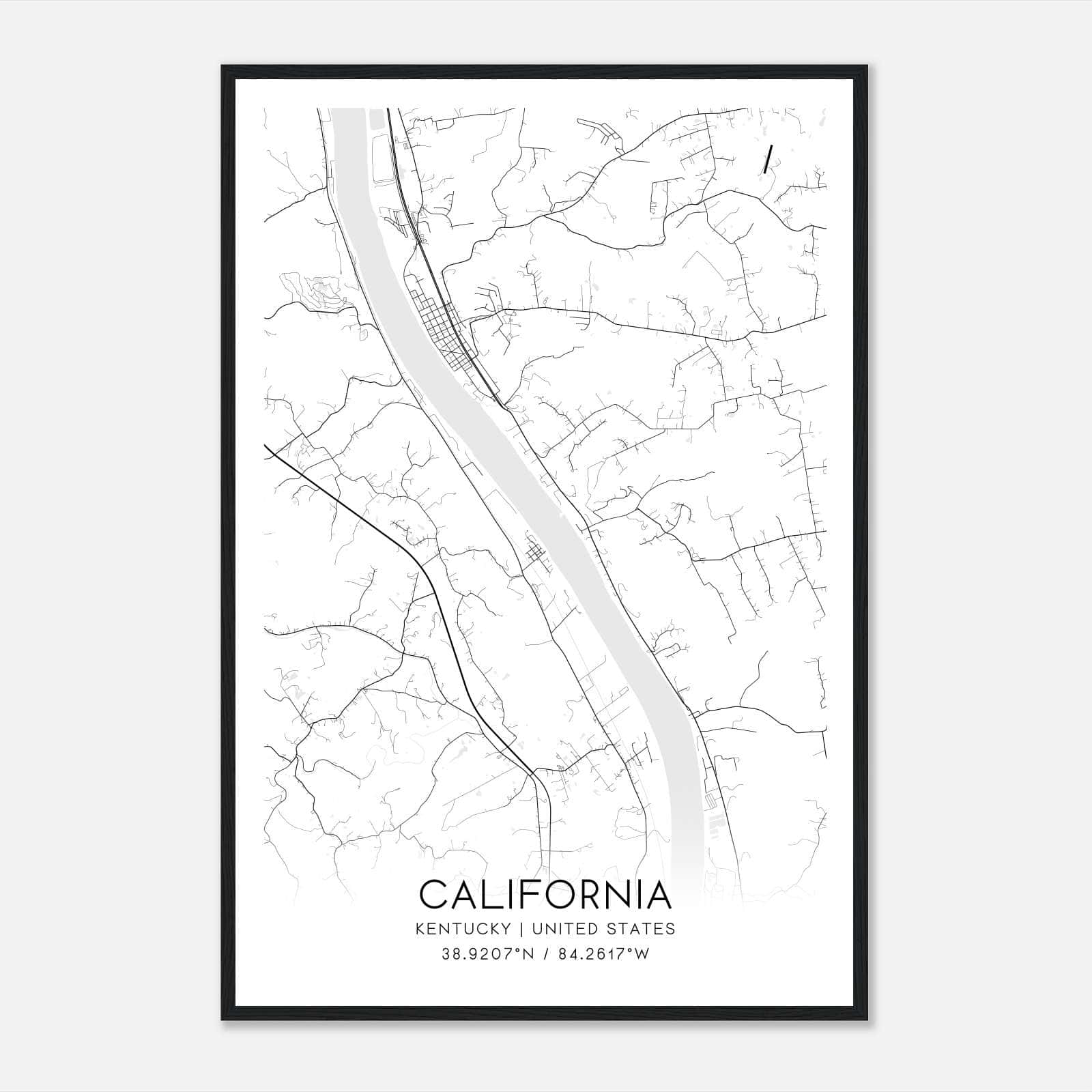 California Kentucky Map Poster, Modern Home Decor Wall Art Print California Kentucky Map Poster, Modern Home Decor Wall Art Print