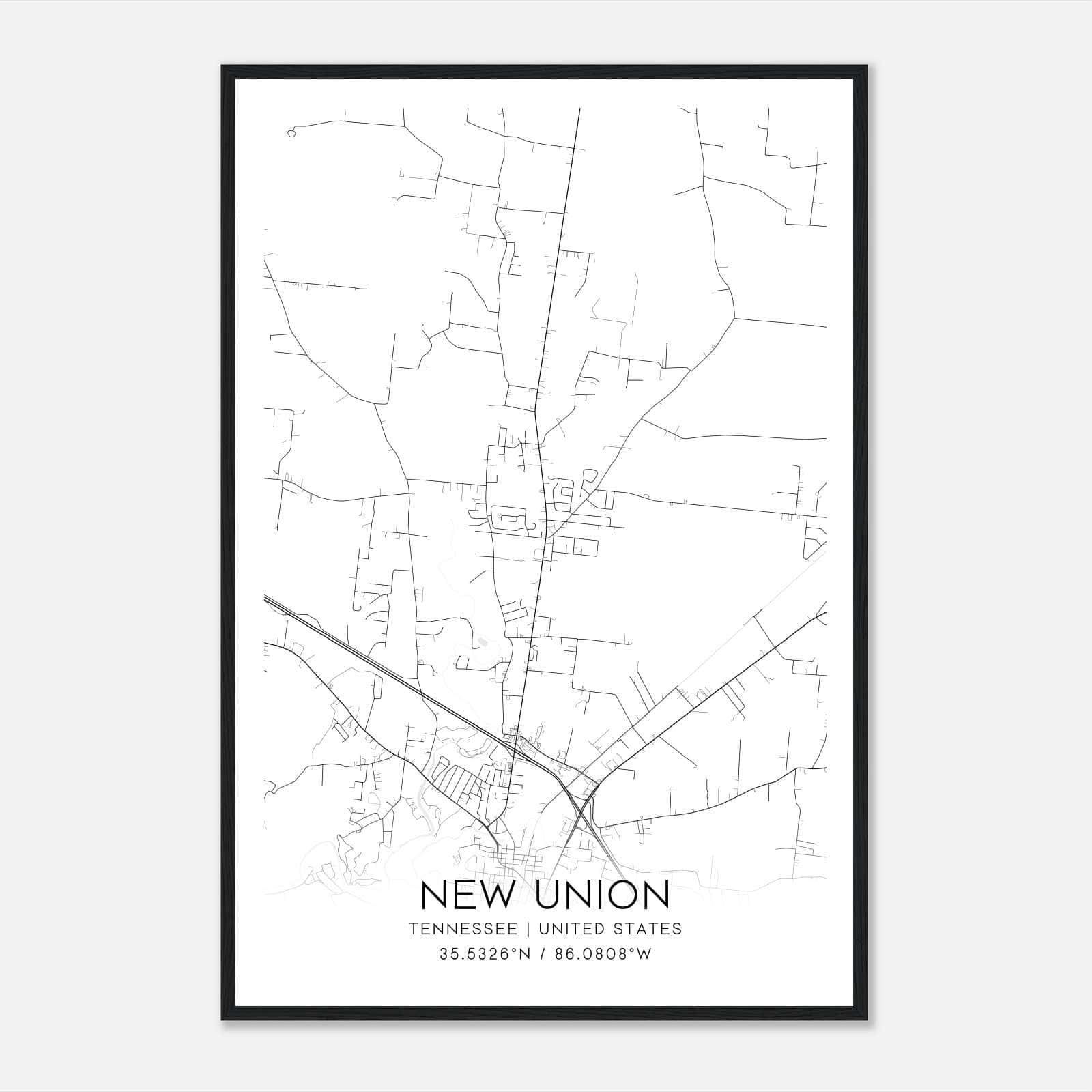 New Union Tennessee Map Poster, Modern Home Decor Wall Art Print New Union Tennessee Map Poster, Modern Home Decor Wall Art Print