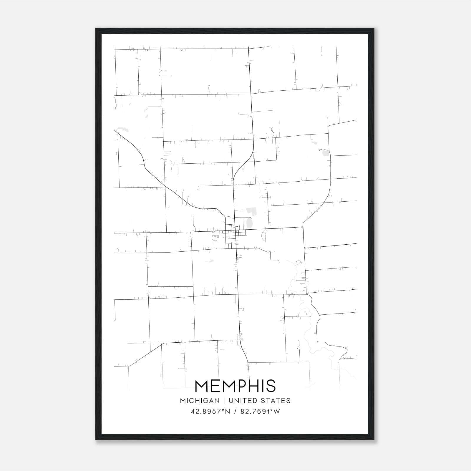 Memphis Michigan Map Poster, Modern Home Decor Wall Art Print Memphis Michigan Map Poster, Modern Home Decor Wall Art Print