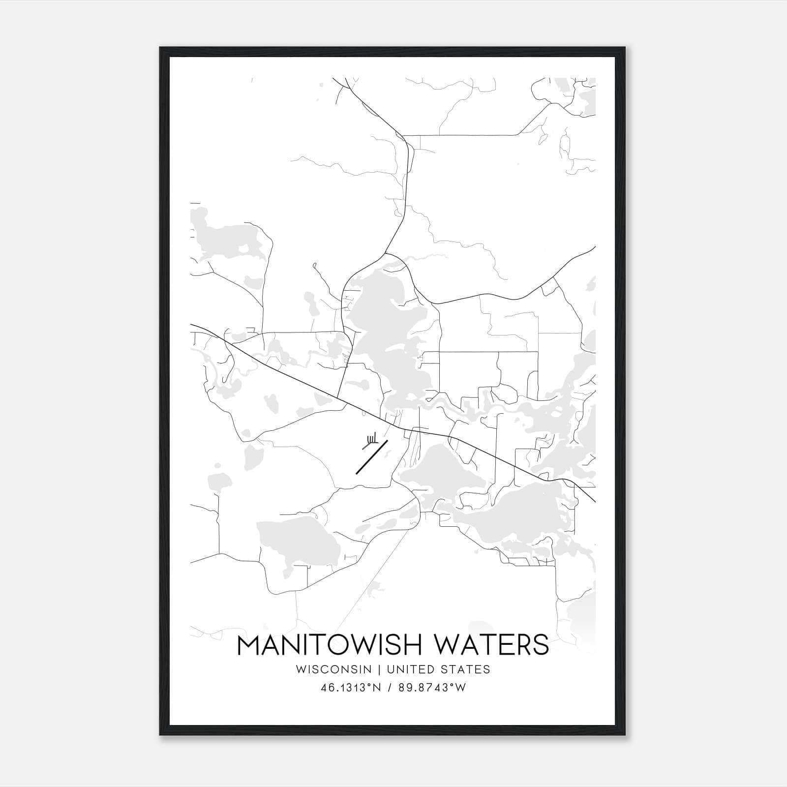 Manitowish Waters Wisconsin Map Poster, Modern Home Decor Wall Art Print Manitowish Waters Wisconsin Map Poster, Modern Home Decor Wall Art Print