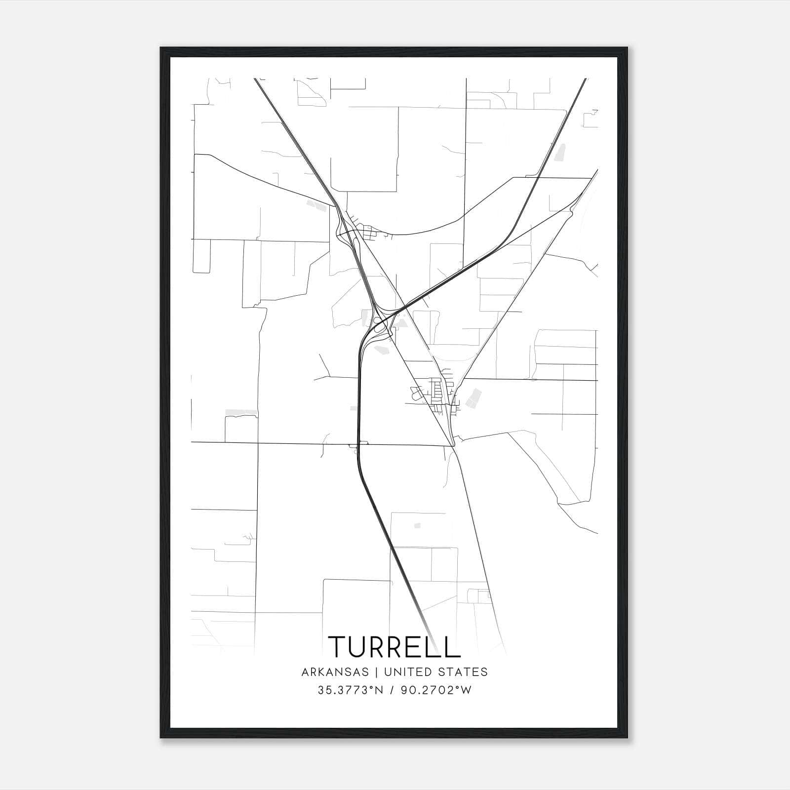 Turrell Arkansas Map Poster, Modern Home Decor Wall Art Print Turrell Arkansas Map Poster, Modern Home Decor Wall Art Print