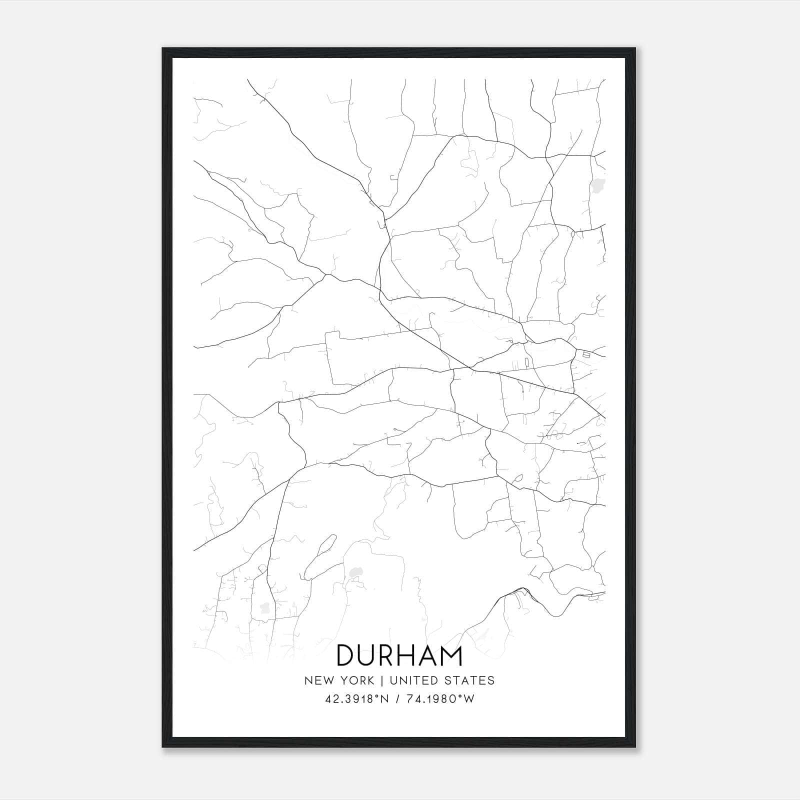 Durham New York Map Poster, Modern Home Decor Wall Art Print Durham New York Map Poster, Modern Home Decor Wall Art Print