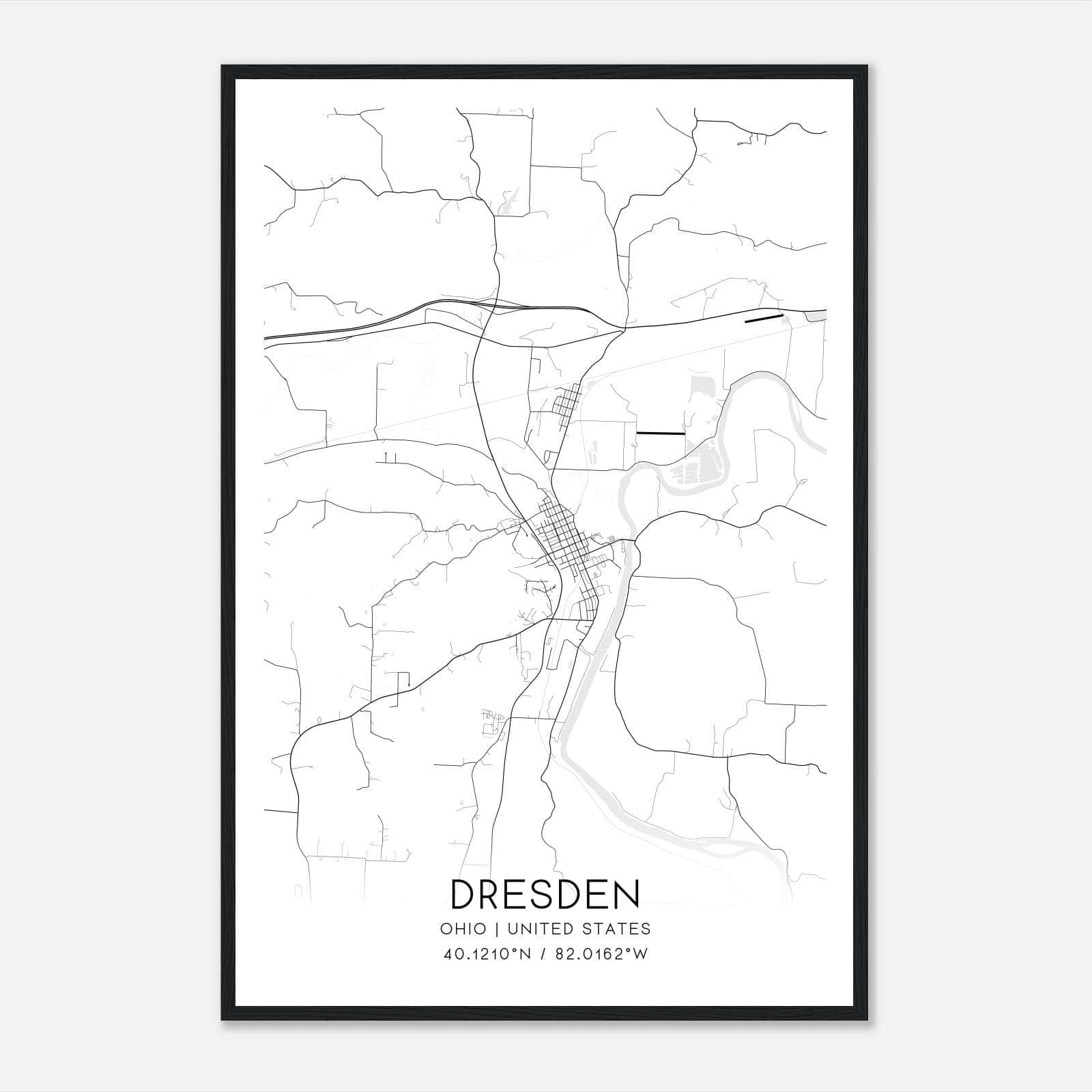 Dresden Ohio Map Poster, Modern Home Decor Wall Art Print Dresden Ohio Map Poster, Modern Home Decor Wall Art Print