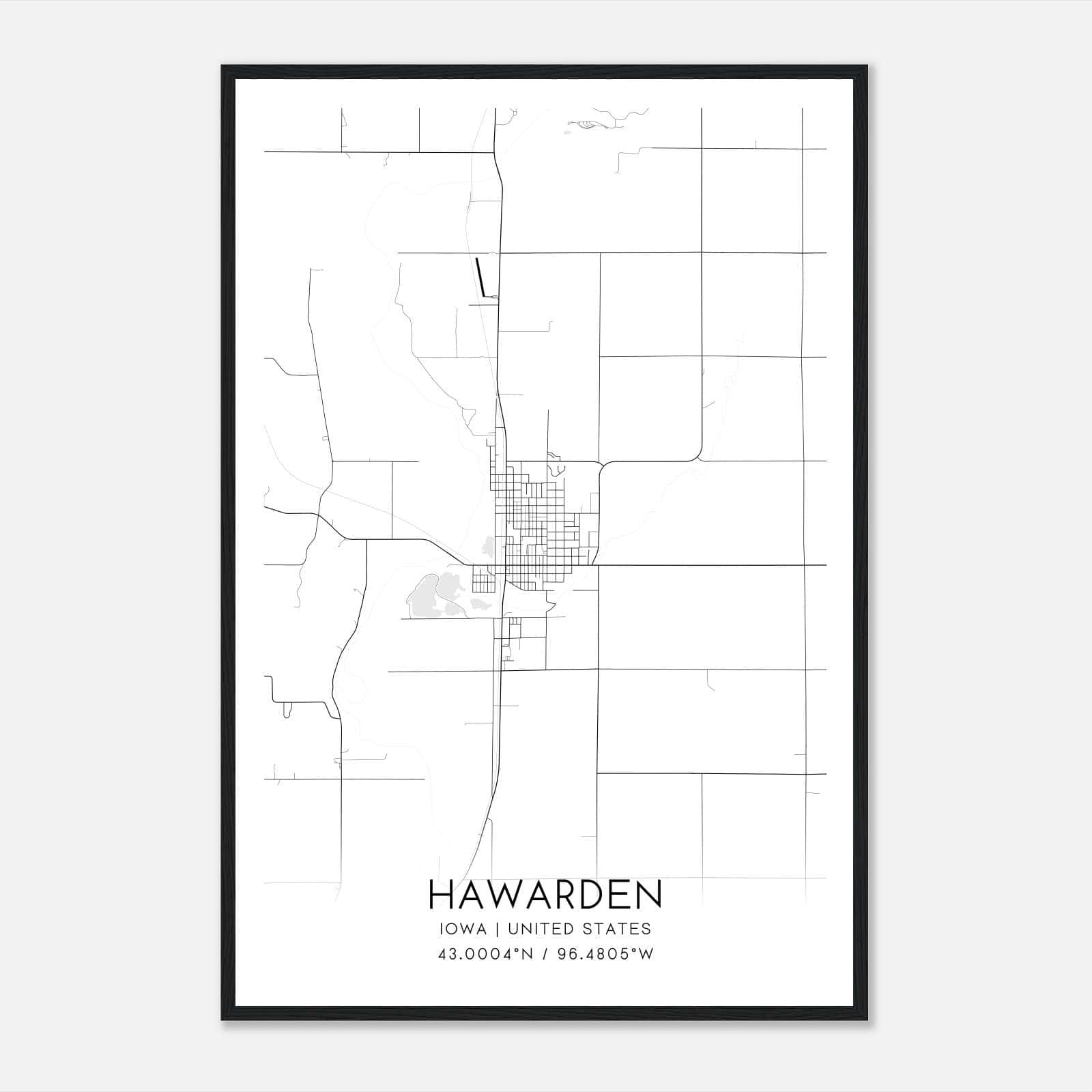 Hawarden Iowa Map Poster, Modern Home Decor Wall Art Print Hawarden Iowa Map Poster, Modern Home Decor Wall Art Print