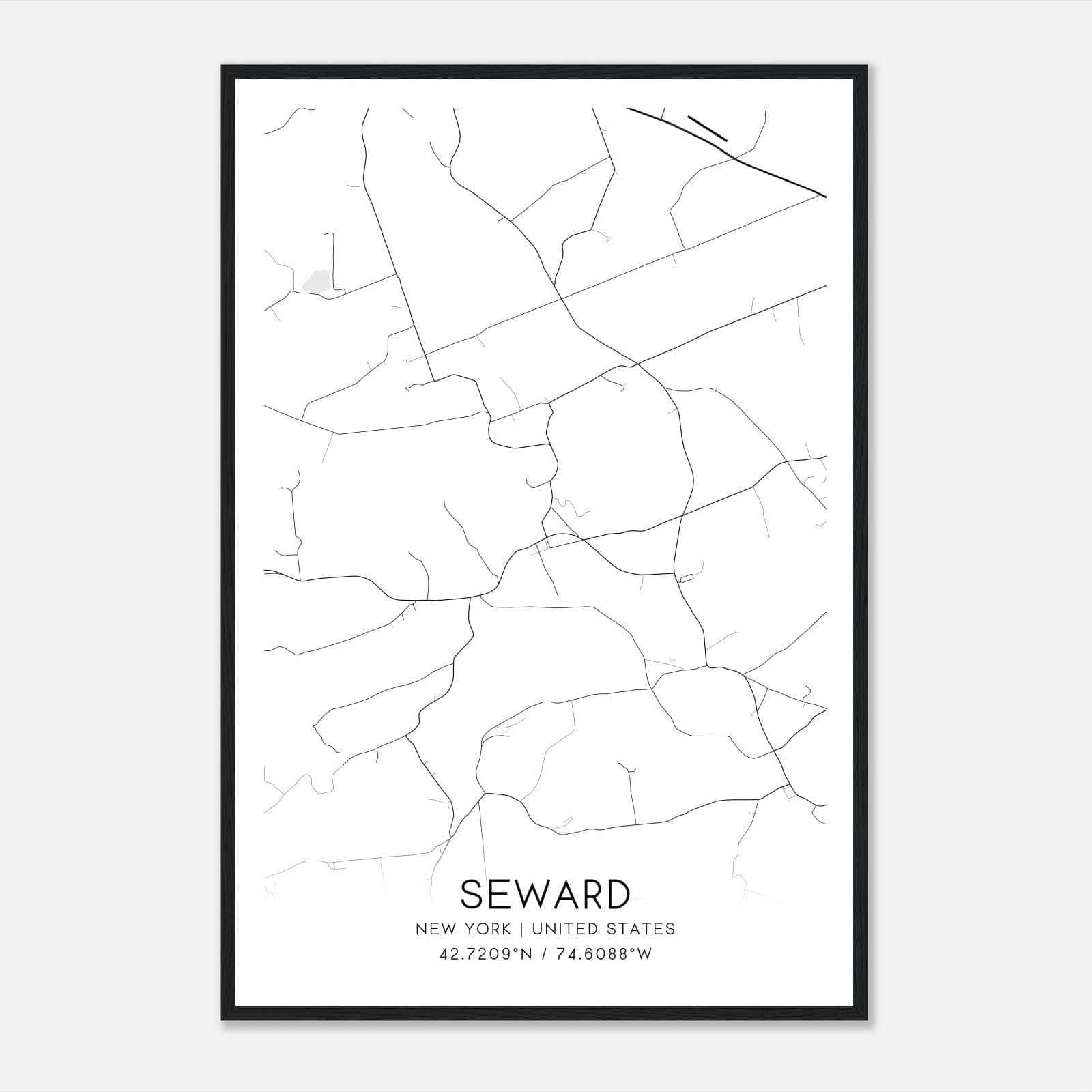 Seward New York Map Poster, Modern Home Decor Wall Art Print Seward New York Map Poster, Modern Home Decor Wall Art Print
