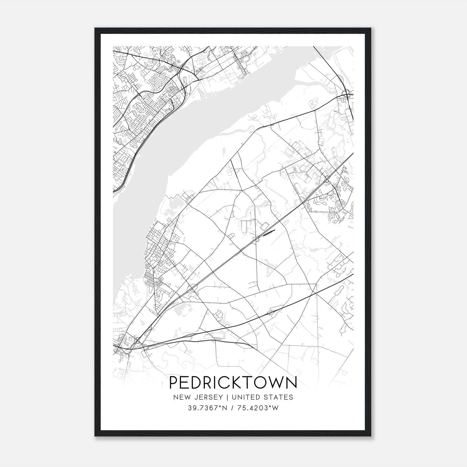 Pedricktown New Jersey Map Poster, Modern Home Decor Wall Art Print Pedricktown New Jersey Map Poster, Modern Home Decor Wall Art Print