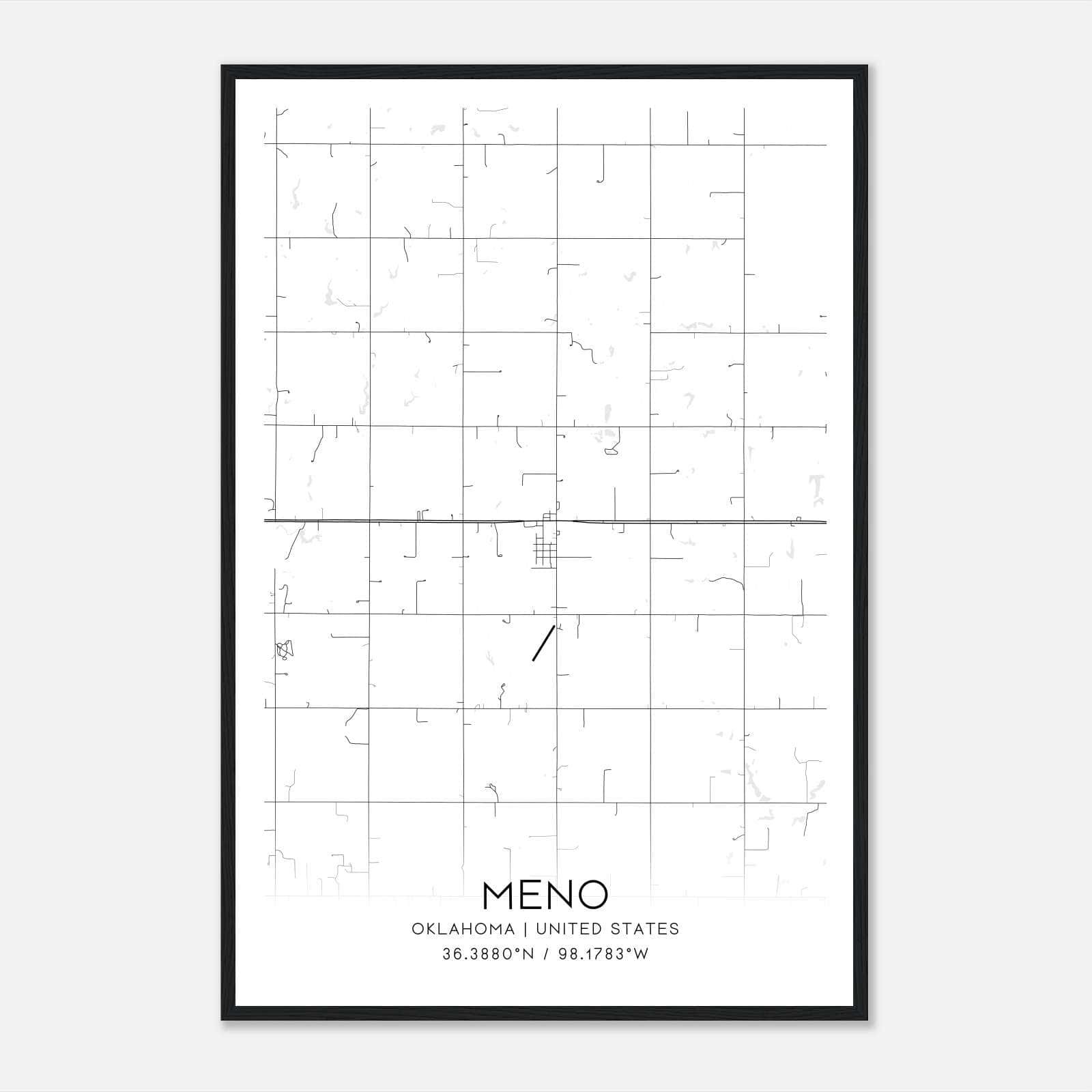 Meno Oklahoma Map Poster, Modern Home Decor Wall Art Print Meno Oklahoma Map Poster, Modern Home Decor Wall Art Print