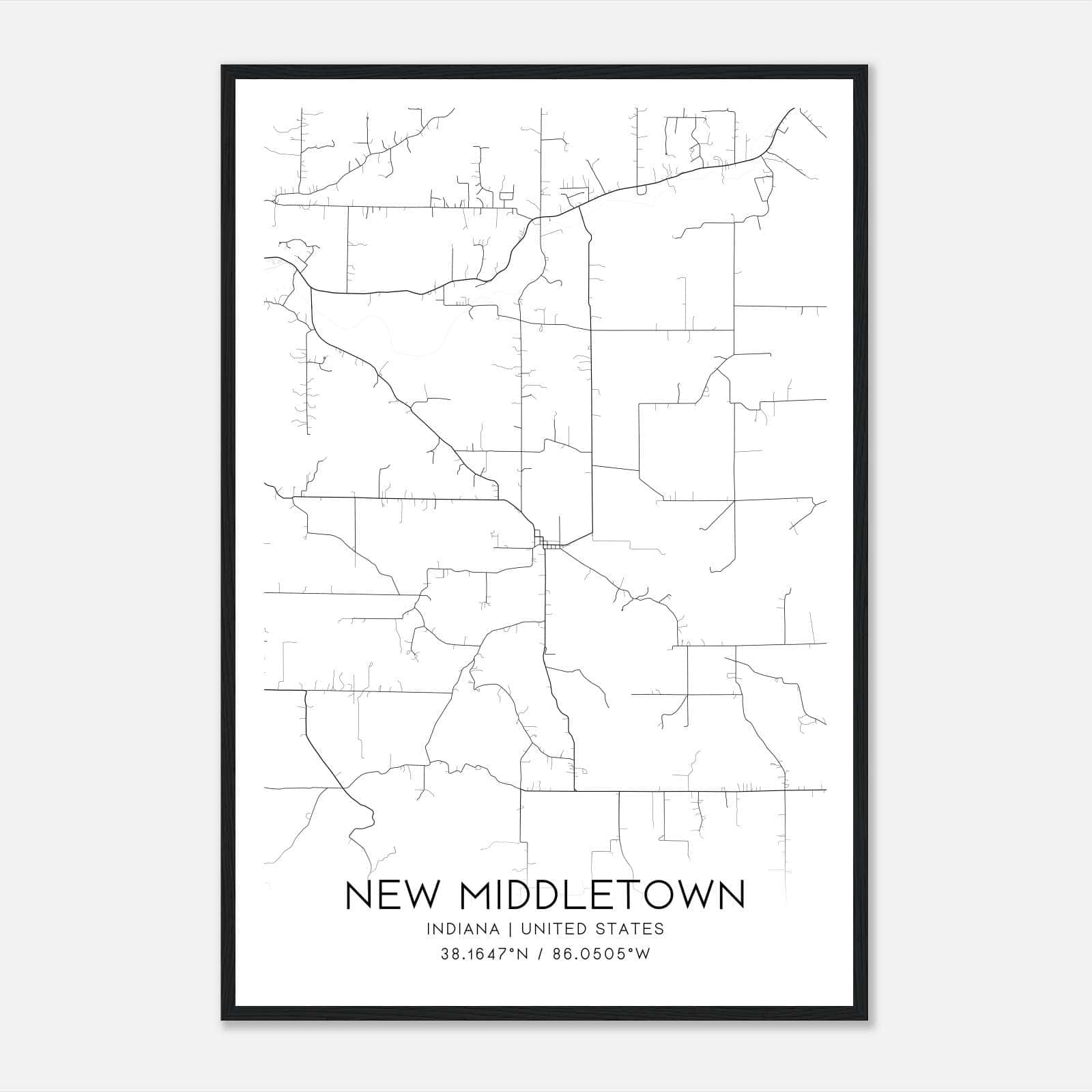 New Middletown Indiana Map Poster, Modern Home Decor Wall Art Print New Middletown Indiana Map Poster, Modern Home Decor Wall Art Print