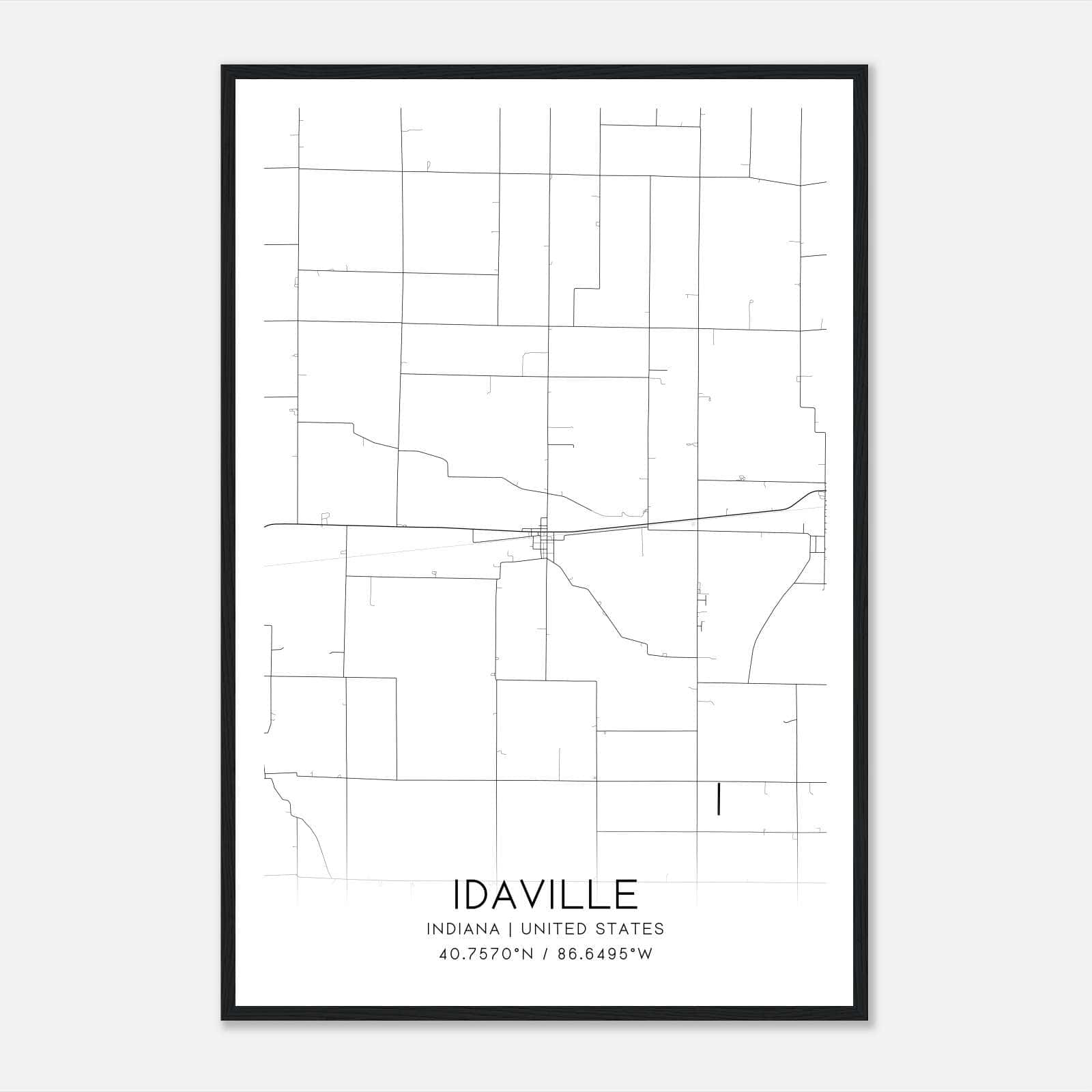 Idaville Indiana Map Poster, Modern Home Decor Wall Art Print Idaville Indiana Map Poster, Modern Home Decor Wall Art Print
