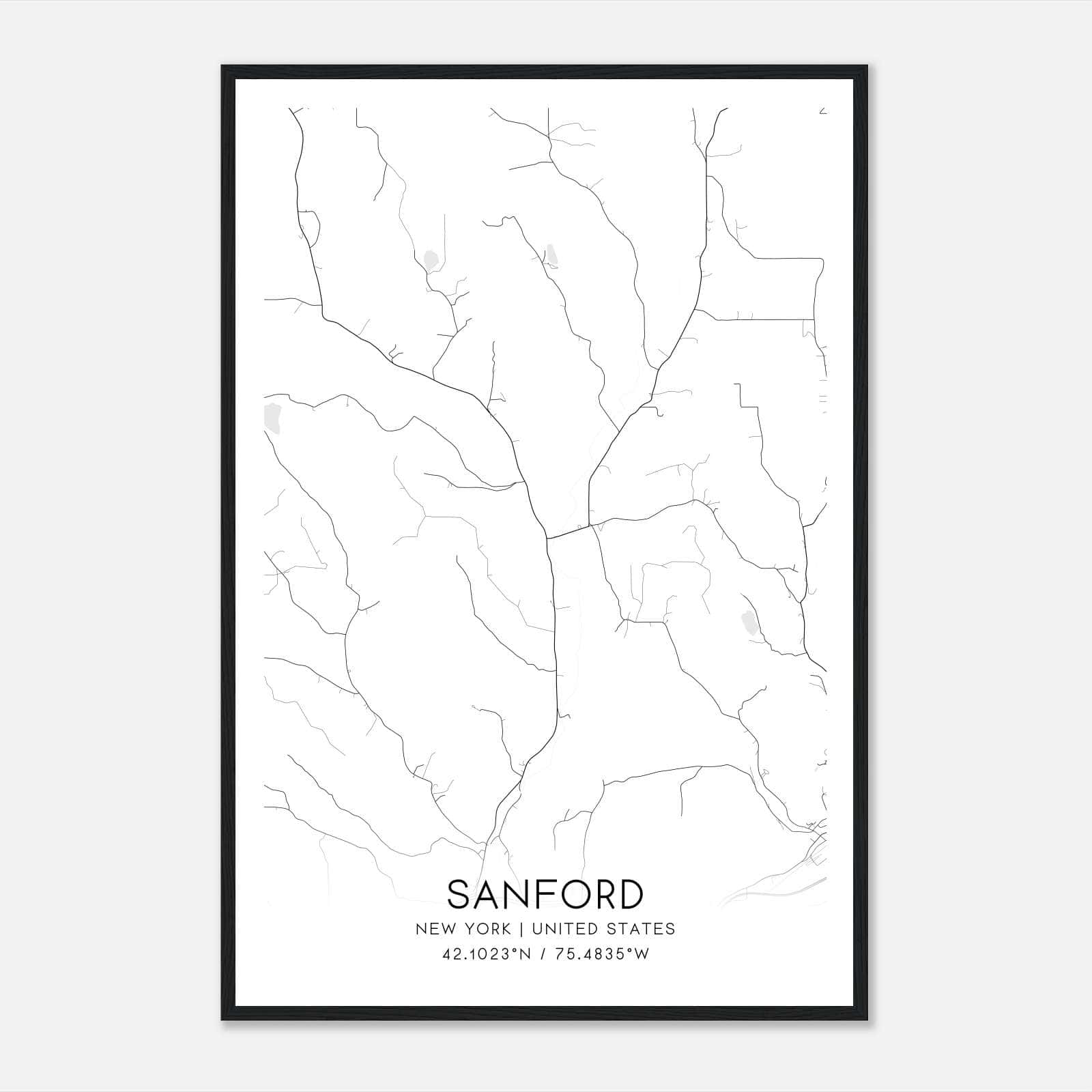 Sanford New York Map Poster, Modern Home Decor Wall Art Print Sanford New York Map Poster, Modern Home Decor Wall Art Print