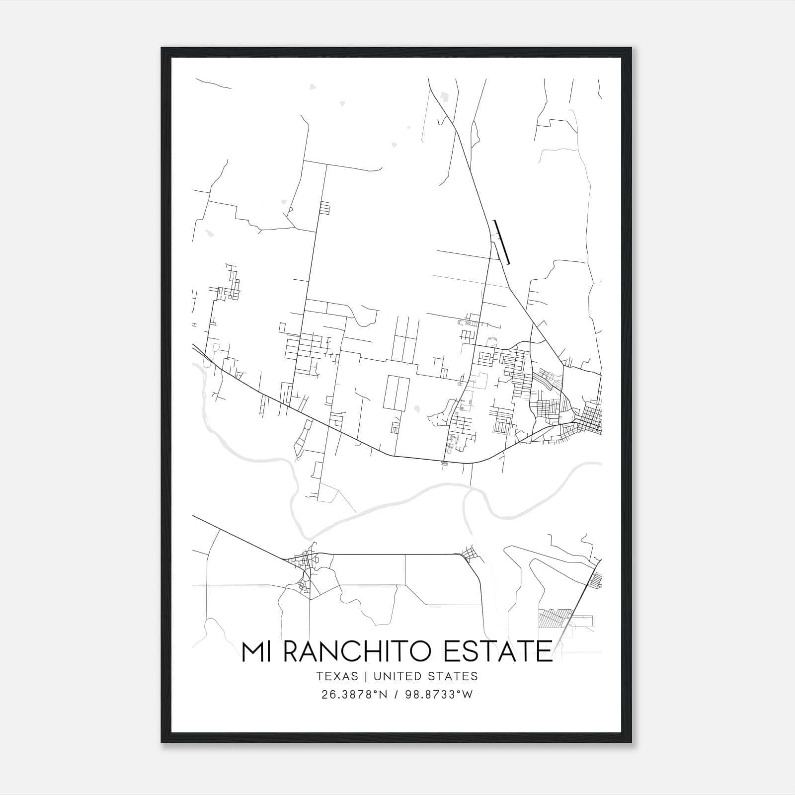 Mi Ranchito Estate Texas Map Poster, Modern Home Decor Wall Art Print Mi Ranchito Estate Texas Map Poster, Modern Home Decor Wall Art Print
