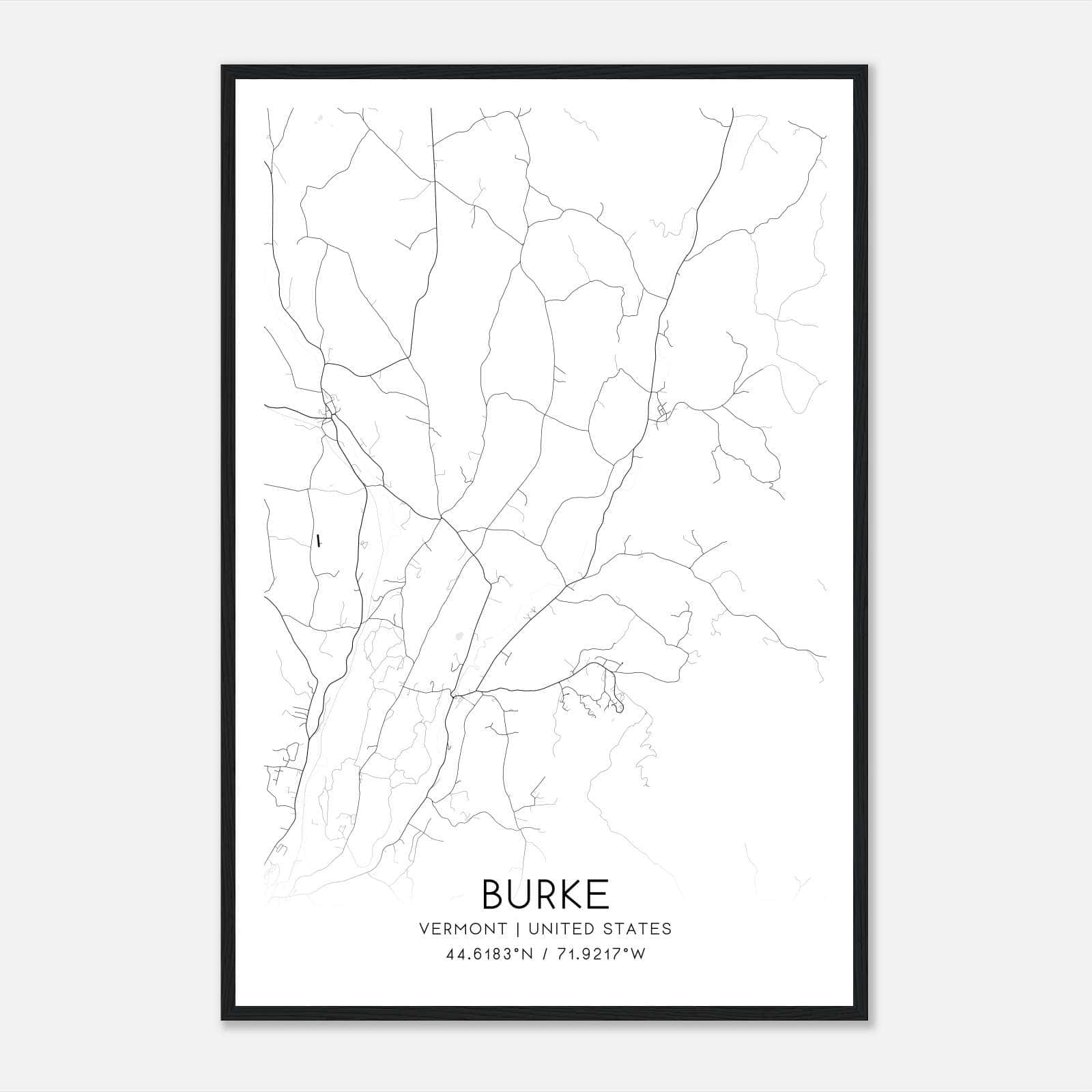 Burke Vermont Map Poster, Modern Home Decor Wall Art Print Burke Vermont Map Poster, Modern Home Decor Wall Art Print