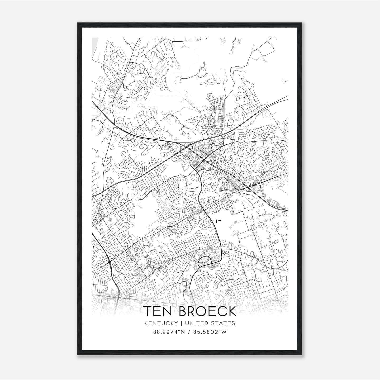 Ten Broeck Kentucky Map Poster, Modern Home Decor Wall Art Print Ten Broeck Kentucky Map Poster, Modern Home Decor Wall Art Print
