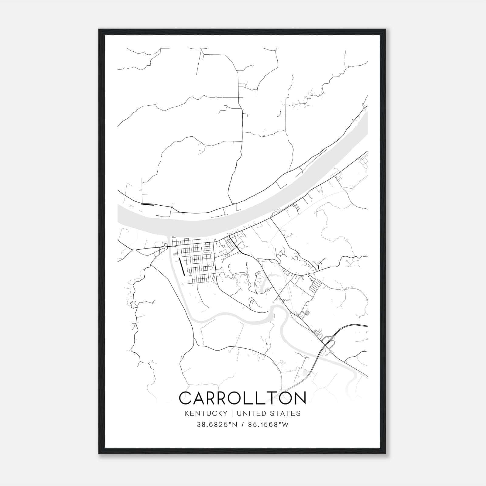 Carrollton Kentucky Map Poster, Modern Home Decor Wall Art Print Carrollton Kentucky Map Poster, Modern Home Decor Wall Art Print