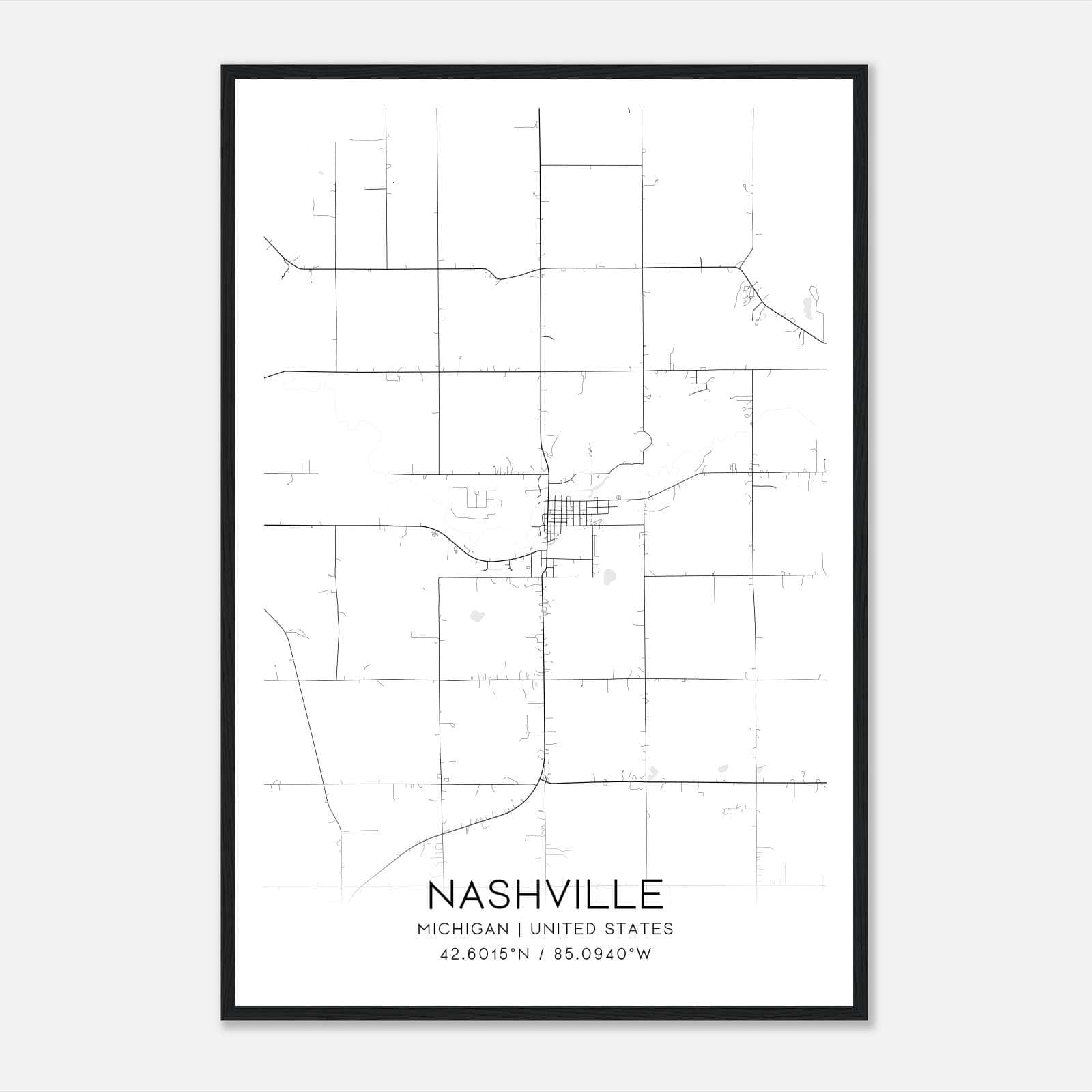 Nashville Michigan Map Poster, Modern Home Decor Wall Art Print Nashville Michigan Map Poster, Modern Home Decor Wall Art Print