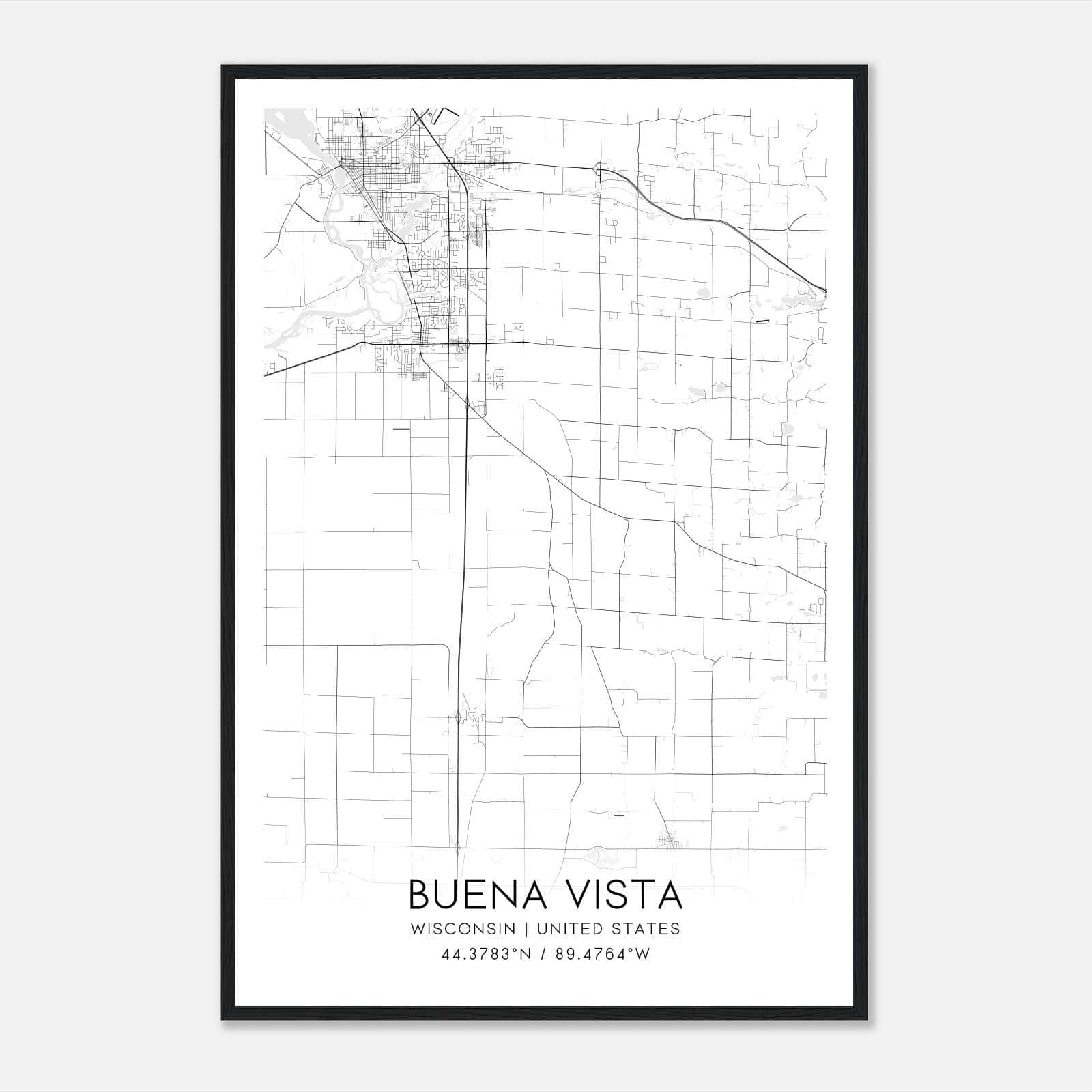 Buena Vista Wisconsin Map Poster, Modern Home Decor Wall Art Print Buena Vista Wisconsin Map Poster, Modern Home Decor Wall Art Print