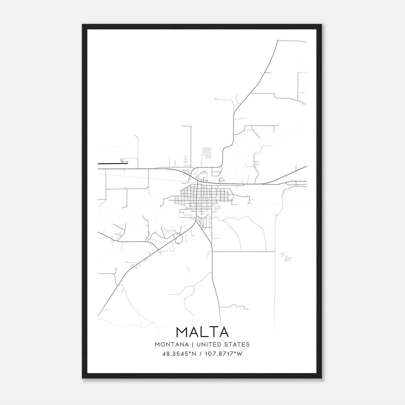 Malta Montana Map Poster, Modern Home Decor Wall Art Print Malta Montana Map Poster, Modern Home Decor Wall Art Print