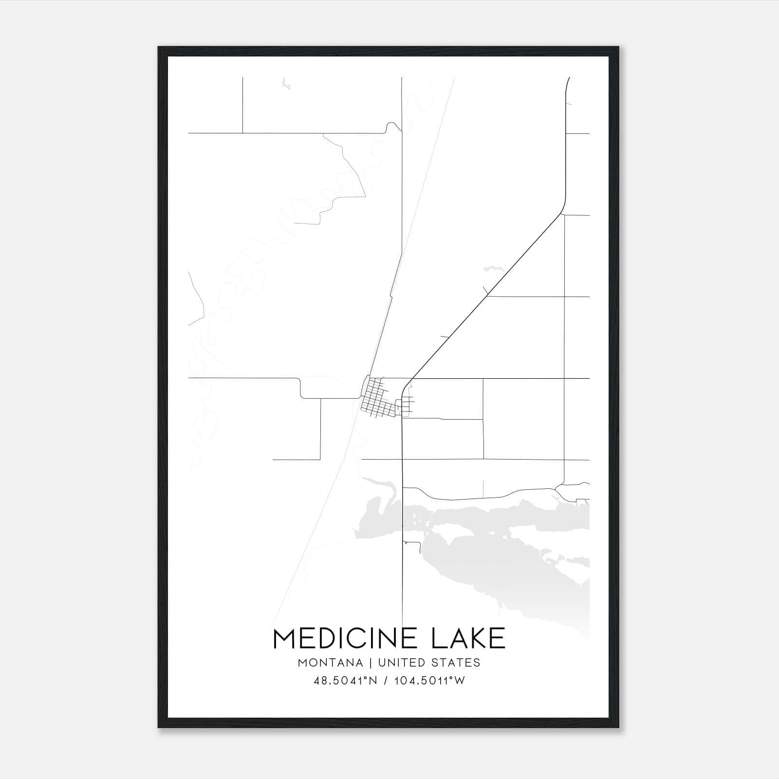 Medicine Lake Montana Map Poster, Modern Home Decor Wall Art Print Medicine Lake Montana Map Poster, Modern Home Decor Wall Art Print