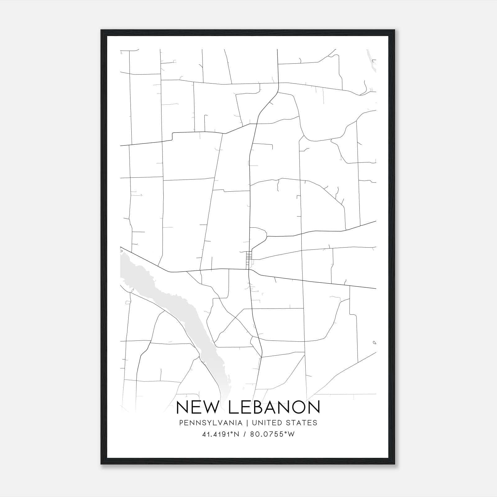 New Lebanon Pennsylvania Map Poster, Modern Home Decor Wall Art Print New Lebanon Pennsylvania Map Poster, Modern Home Decor Wall Art Print