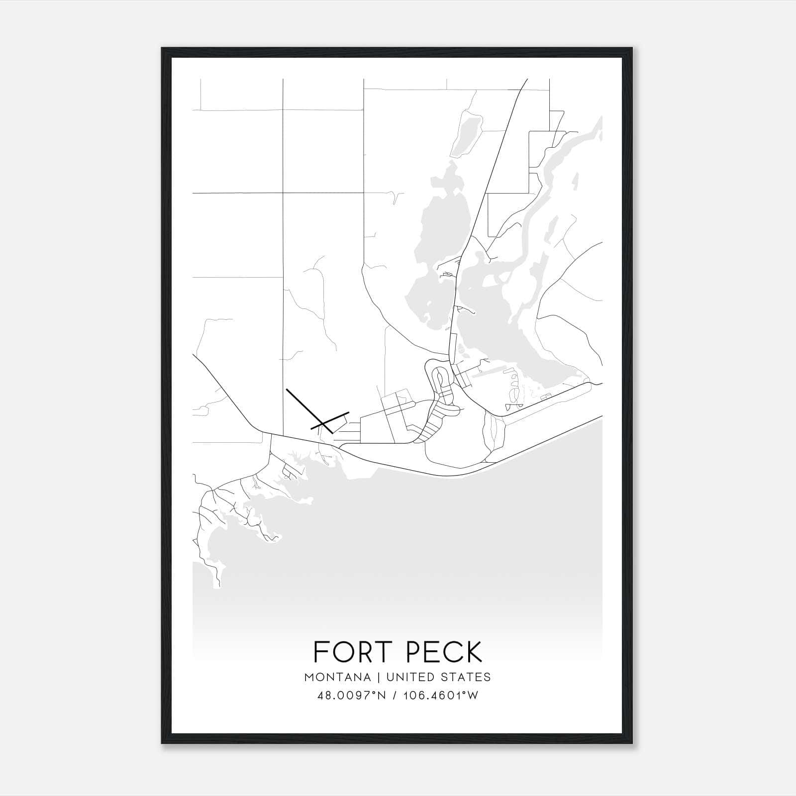 Fort Peck Montana Map Poster, Modern Home Decor Wall Art Print Fort Peck Montana Map Poster, Modern Home Decor Wall Art Print