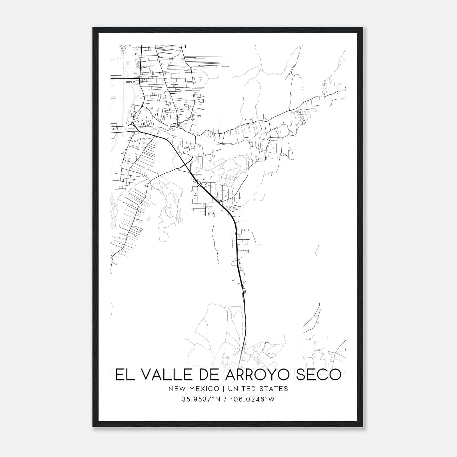 El Valle De Arroyo Seco New Mexico Map Poster, Modern Home Decor Wall Art Print El Valle De Arroyo Seco New Mexico Map Poster, Modern Home Decor Wall Art Print