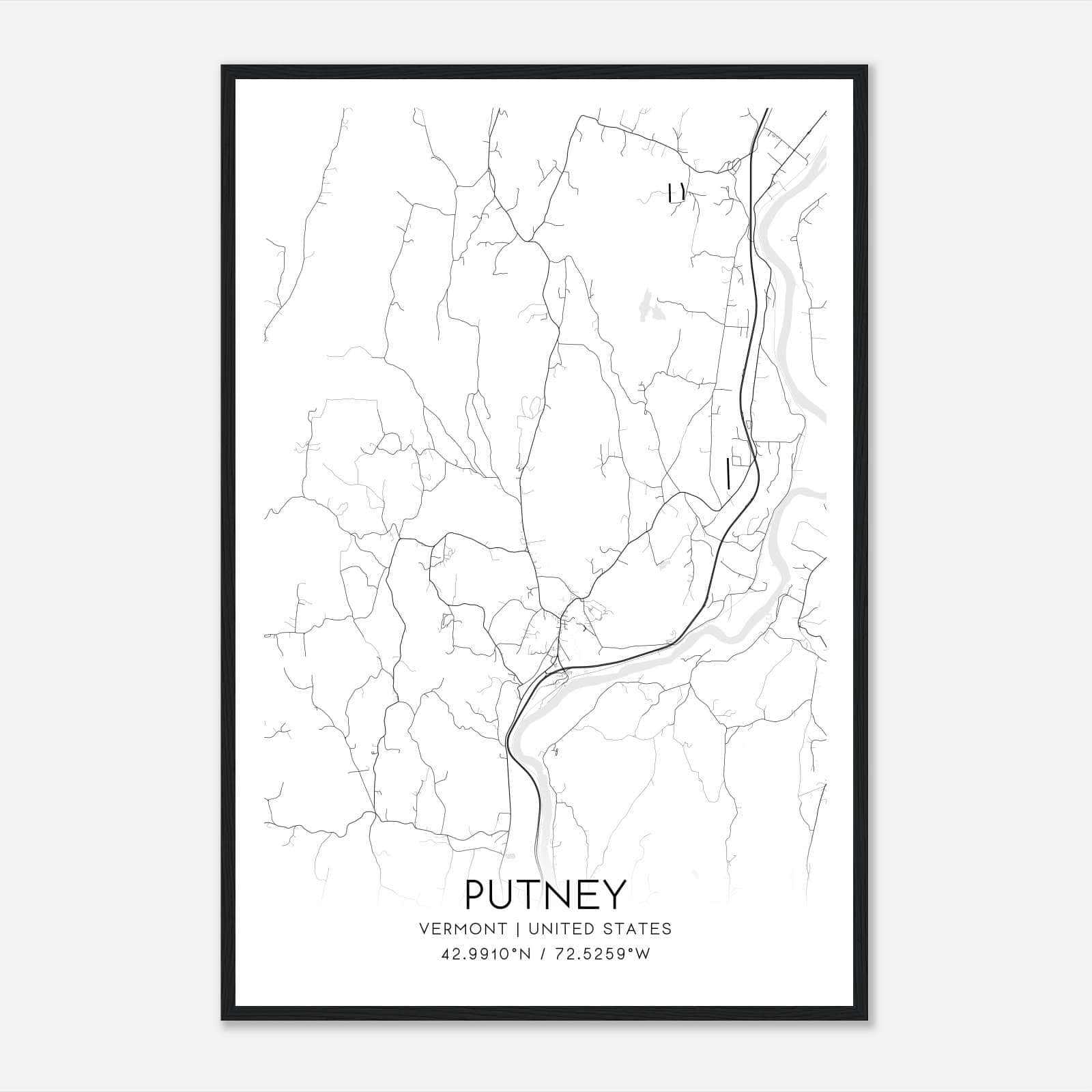 Putney Vermont Map Poster, Modern Home Decor Wall Art Print Putney Vermont Map Poster, Modern Home Decor Wall Art Print