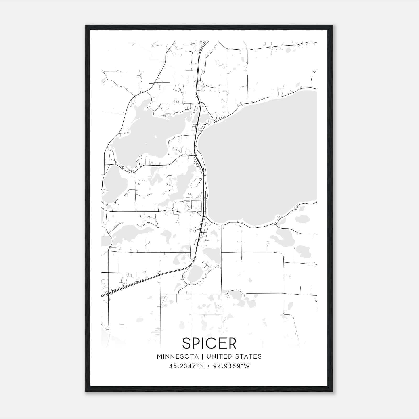 Spicer Minnesota Map Poster, Modern Home Decor Wall Art Print Spicer Minnesota Map Poster, Modern Home Decor Wall Art Print