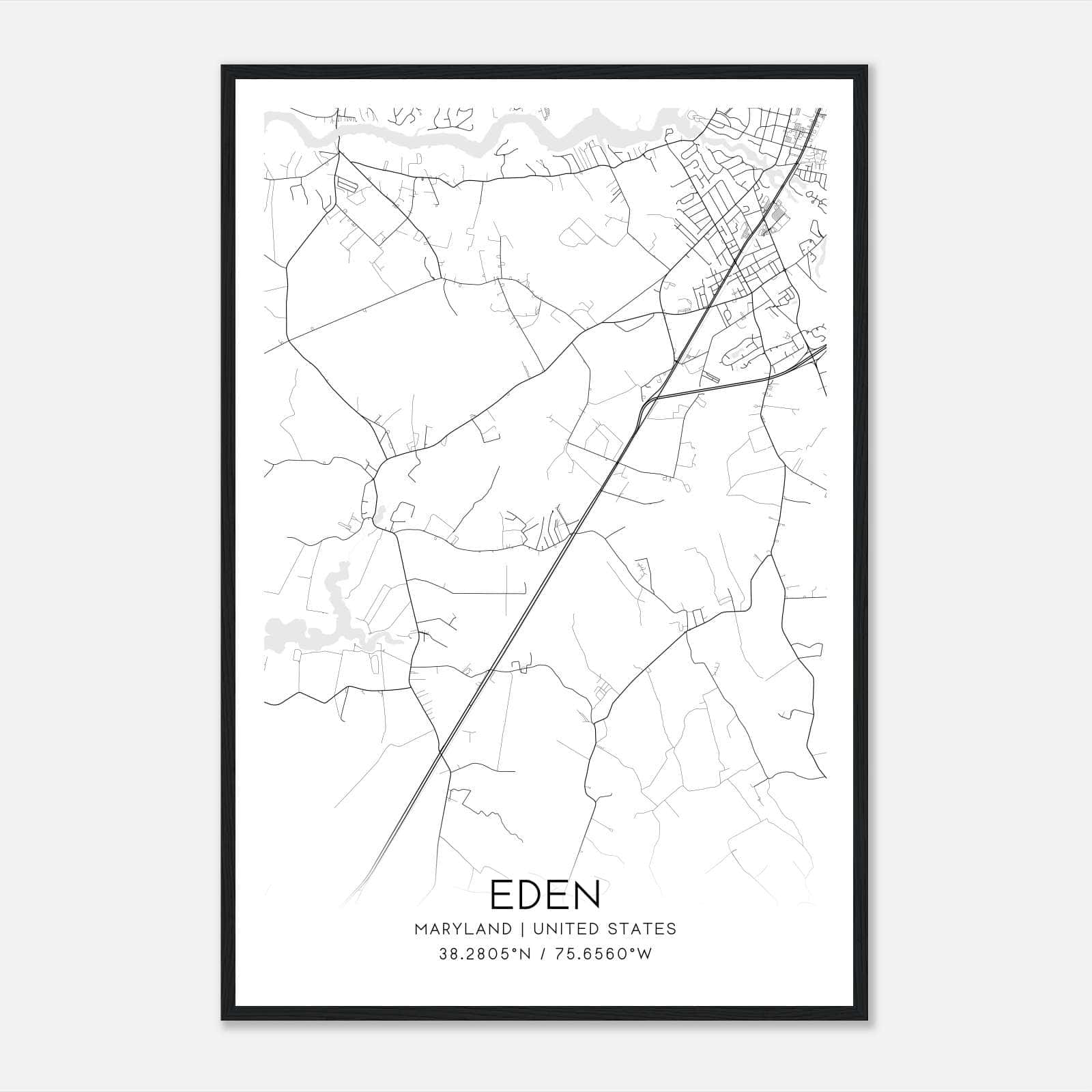 Eden Maryland Map Poster, Modern Home Decor Wall Art Print Eden Maryland Map Poster, Modern Home Decor Wall Art Print