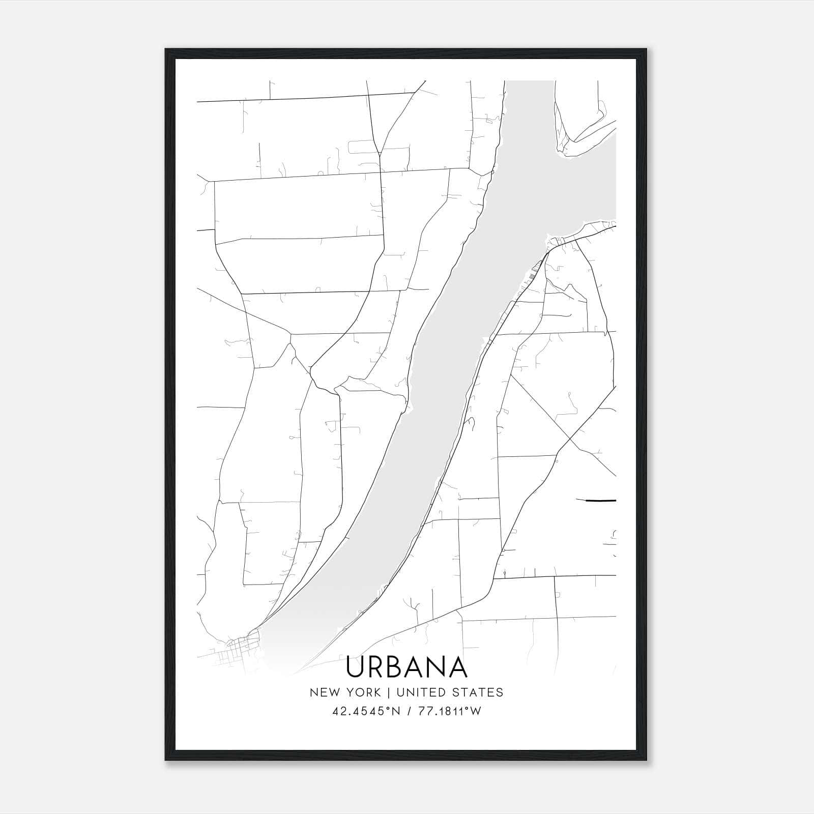 Urbana New York Map Poster, Modern Home Decor Wall Art Print Urbana New York Map Poster, Modern Home Decor Wall Art Print