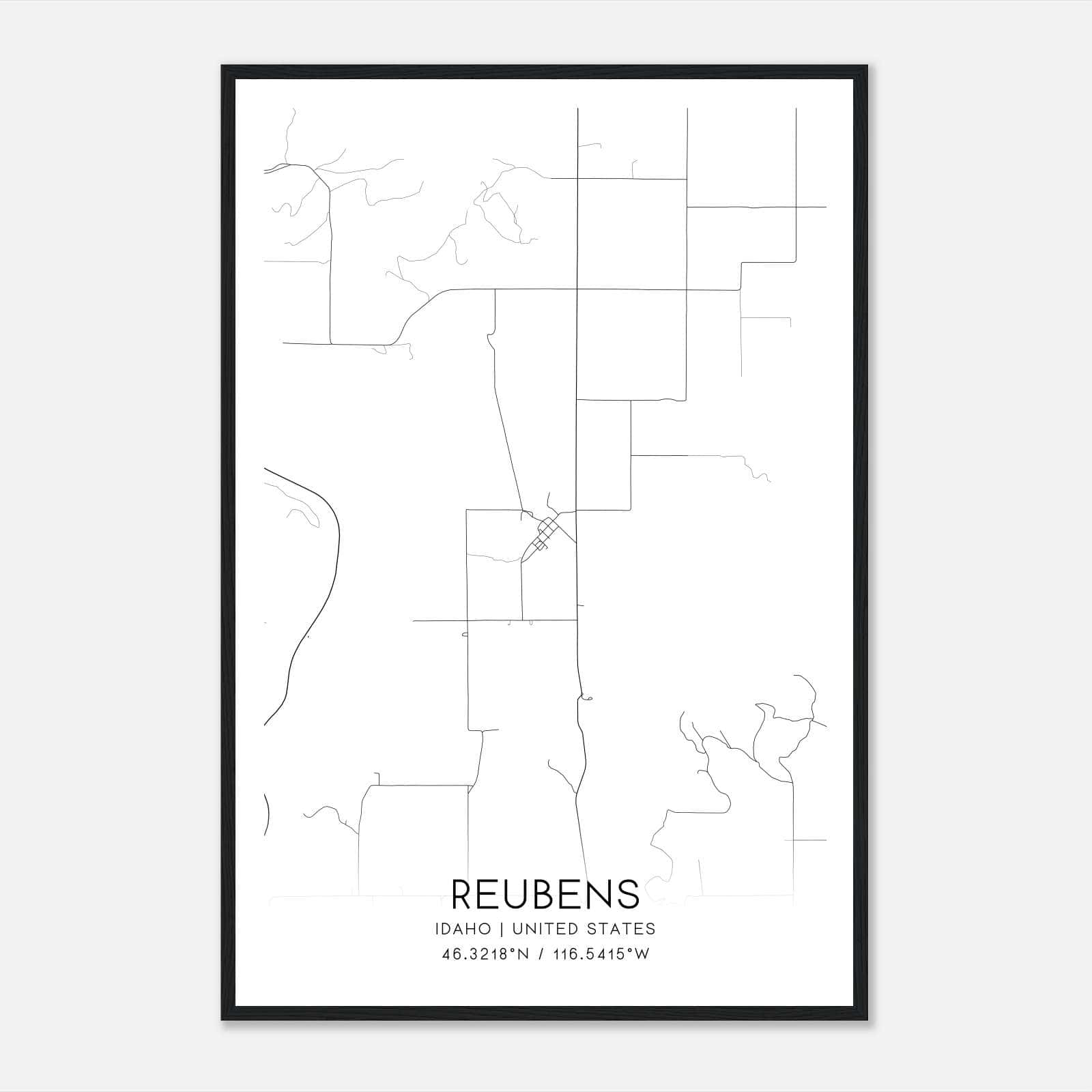 Reubens Idaho Map Poster, Modern Home Decor Wall Art Print Reubens Idaho Map Poster, Modern Home Decor Wall Art Print